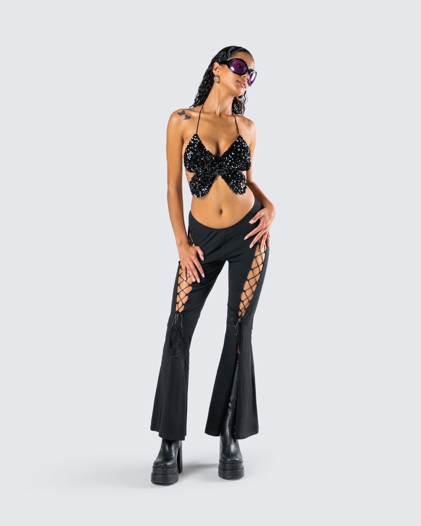 Amelie Black Butterfly Top