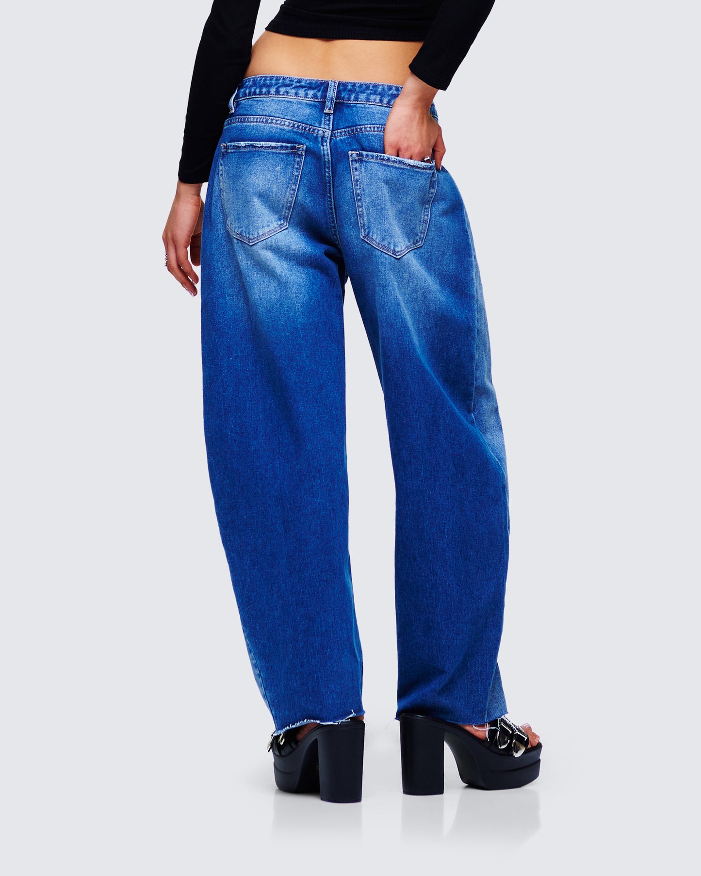 Amets Blue Denim Barrel Leg Jean