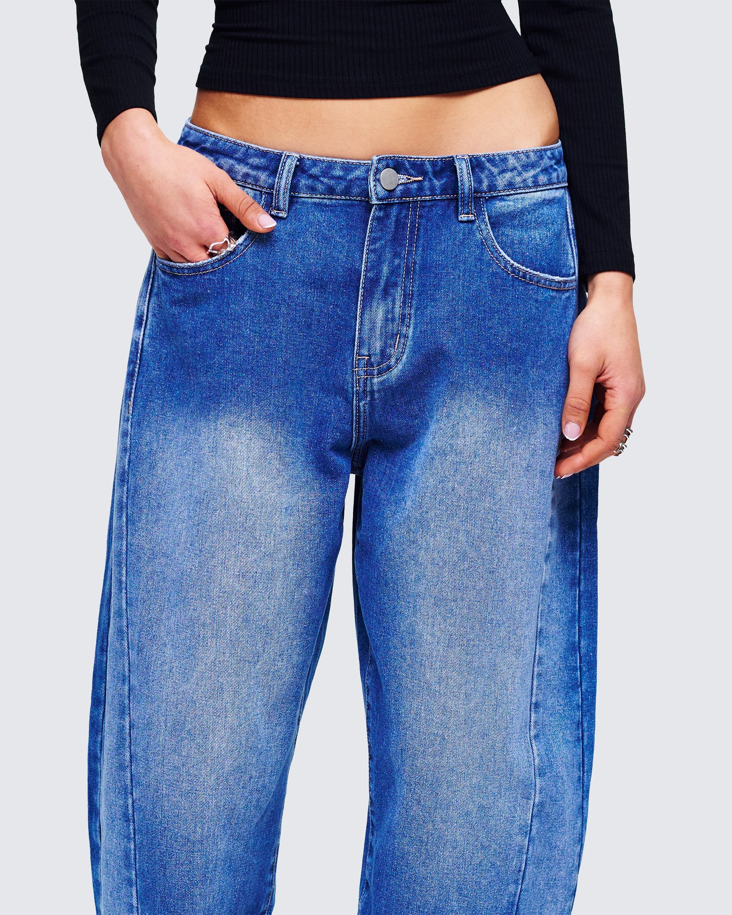 Amets Blue Denim Barrel Leg Jean