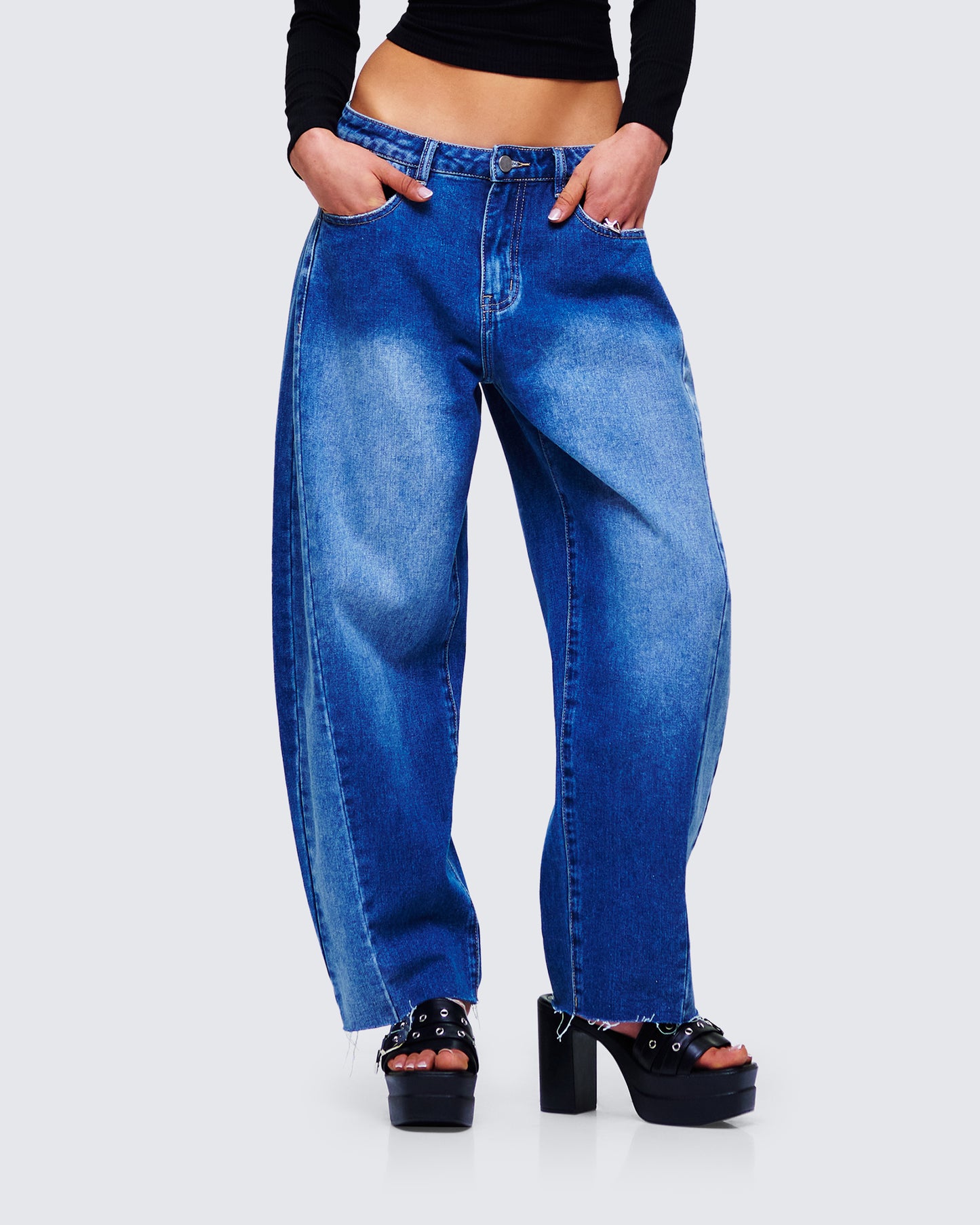 Amets Blue Denim Barrel Leg Jean
