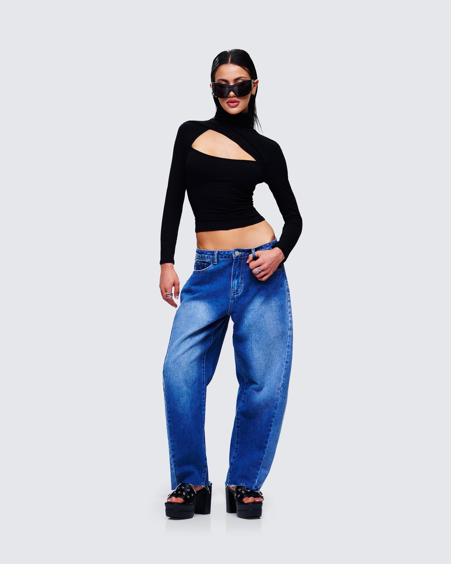 Amets Blue Denim Barrel Leg Jean