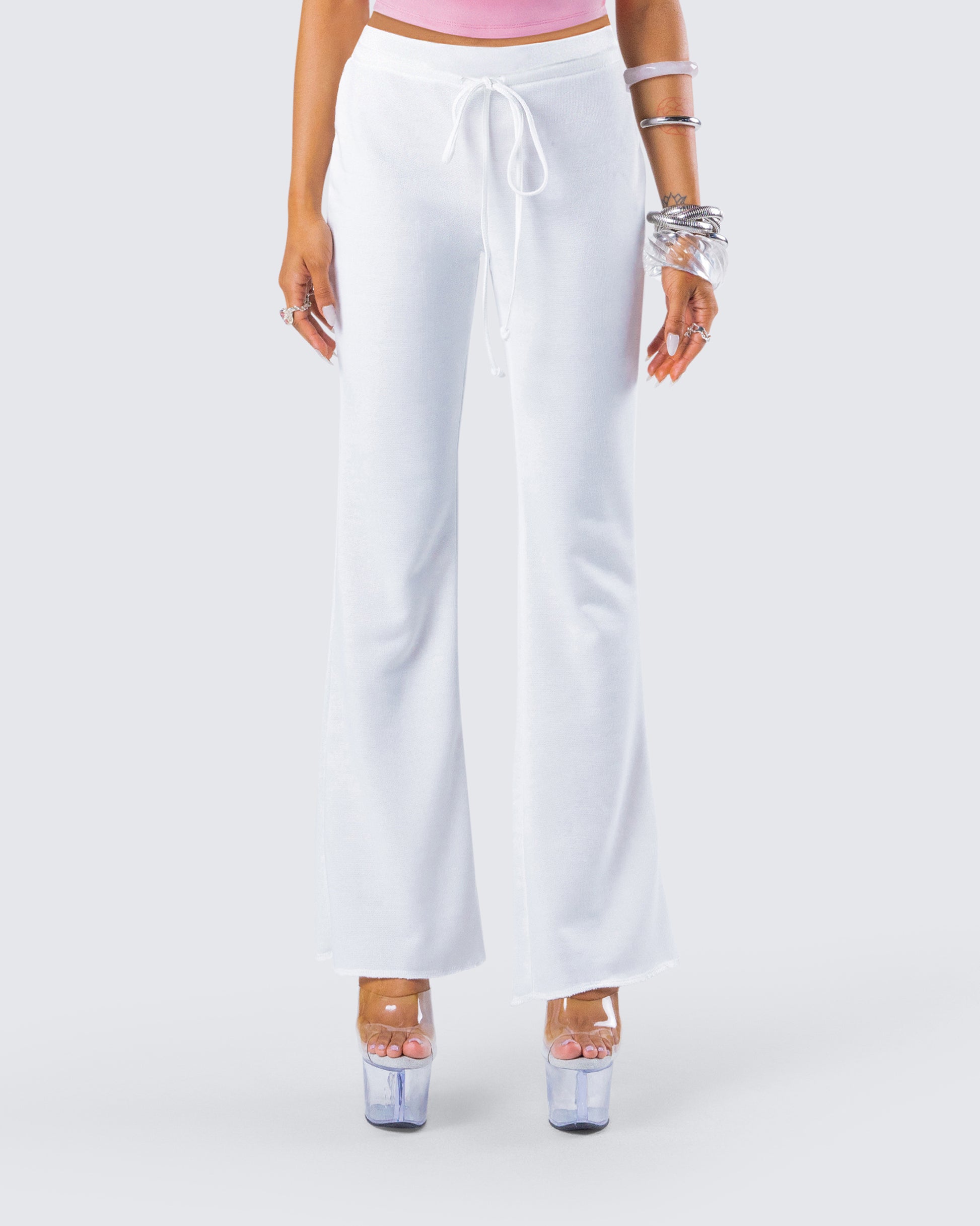 Anahita White Flared Pant model front