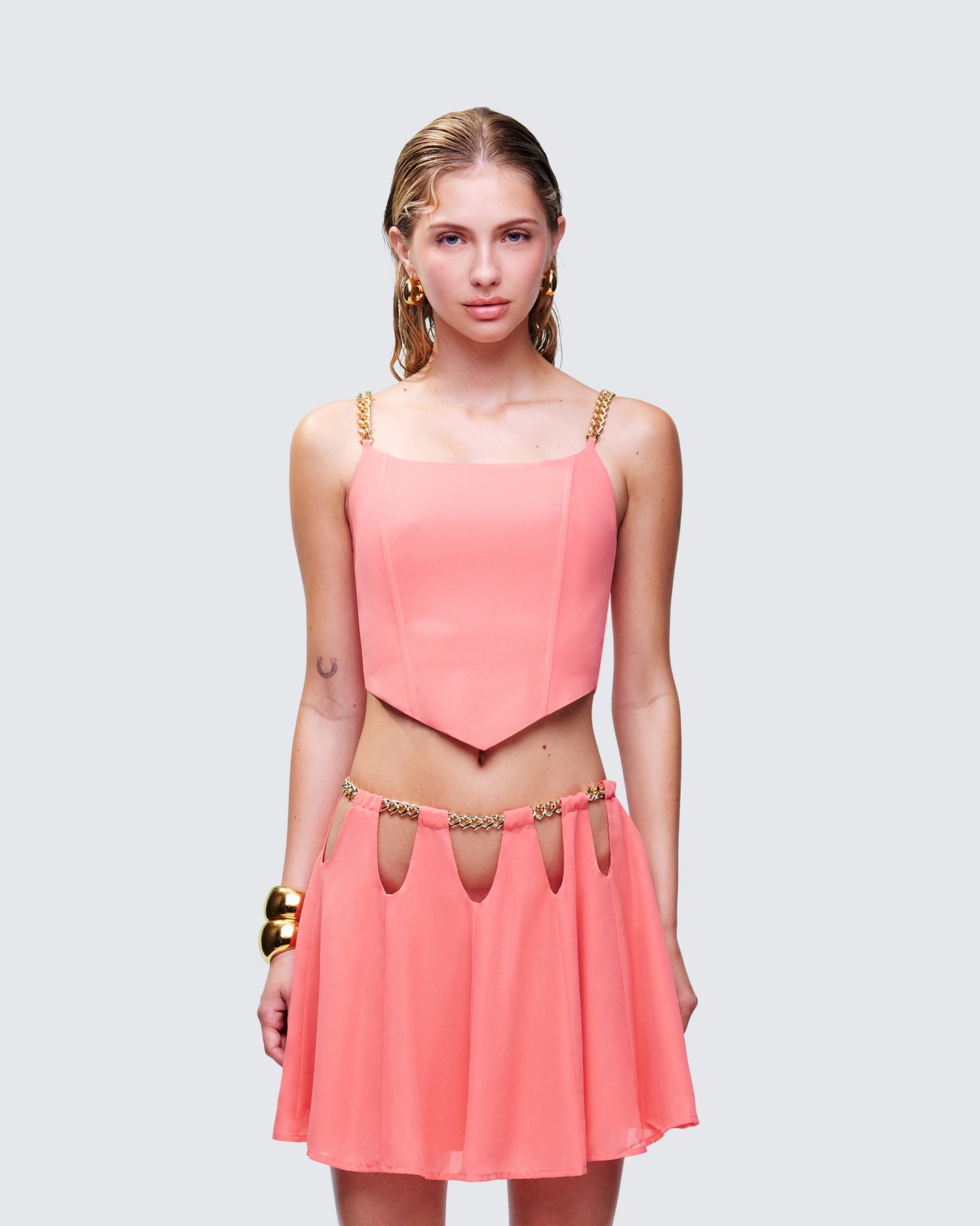 Arla Pink Heart Chain Strap Top