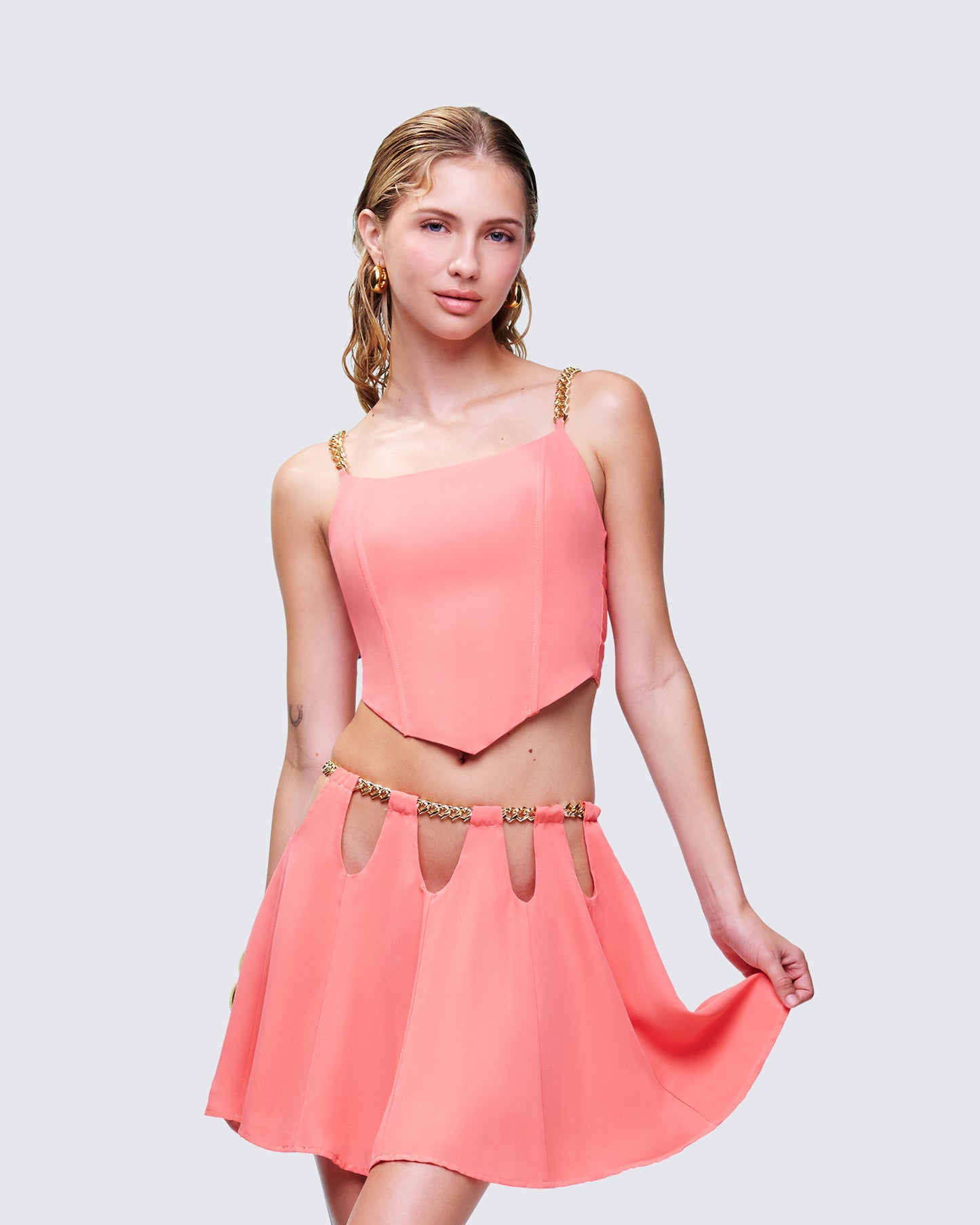 Arla Pink Heart Chain Strap Top