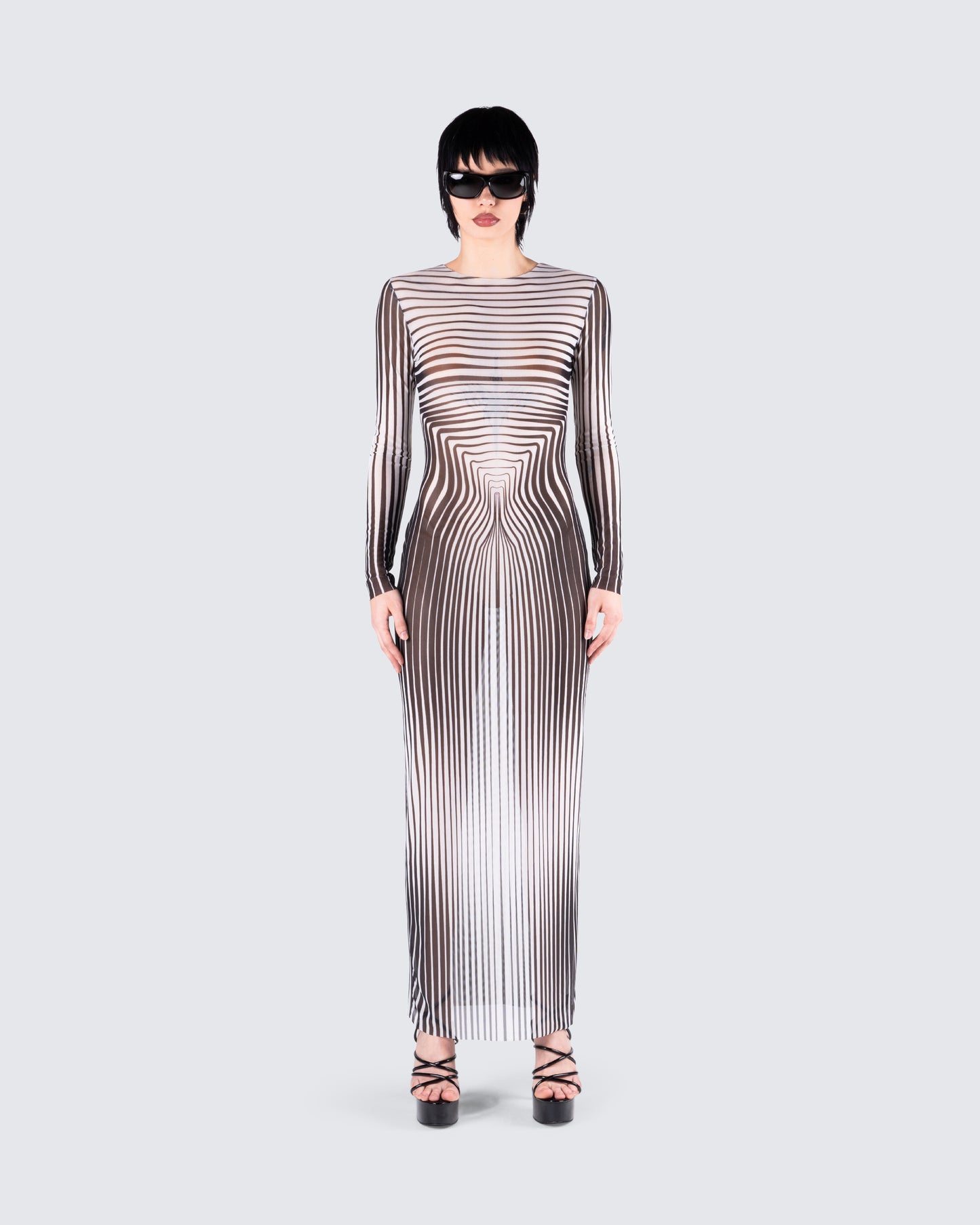 Artina Multi Illusion Print Dress model front