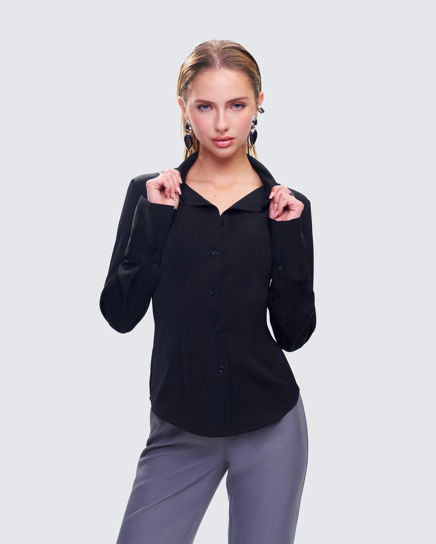 Avyanna Black Fitted Shirt