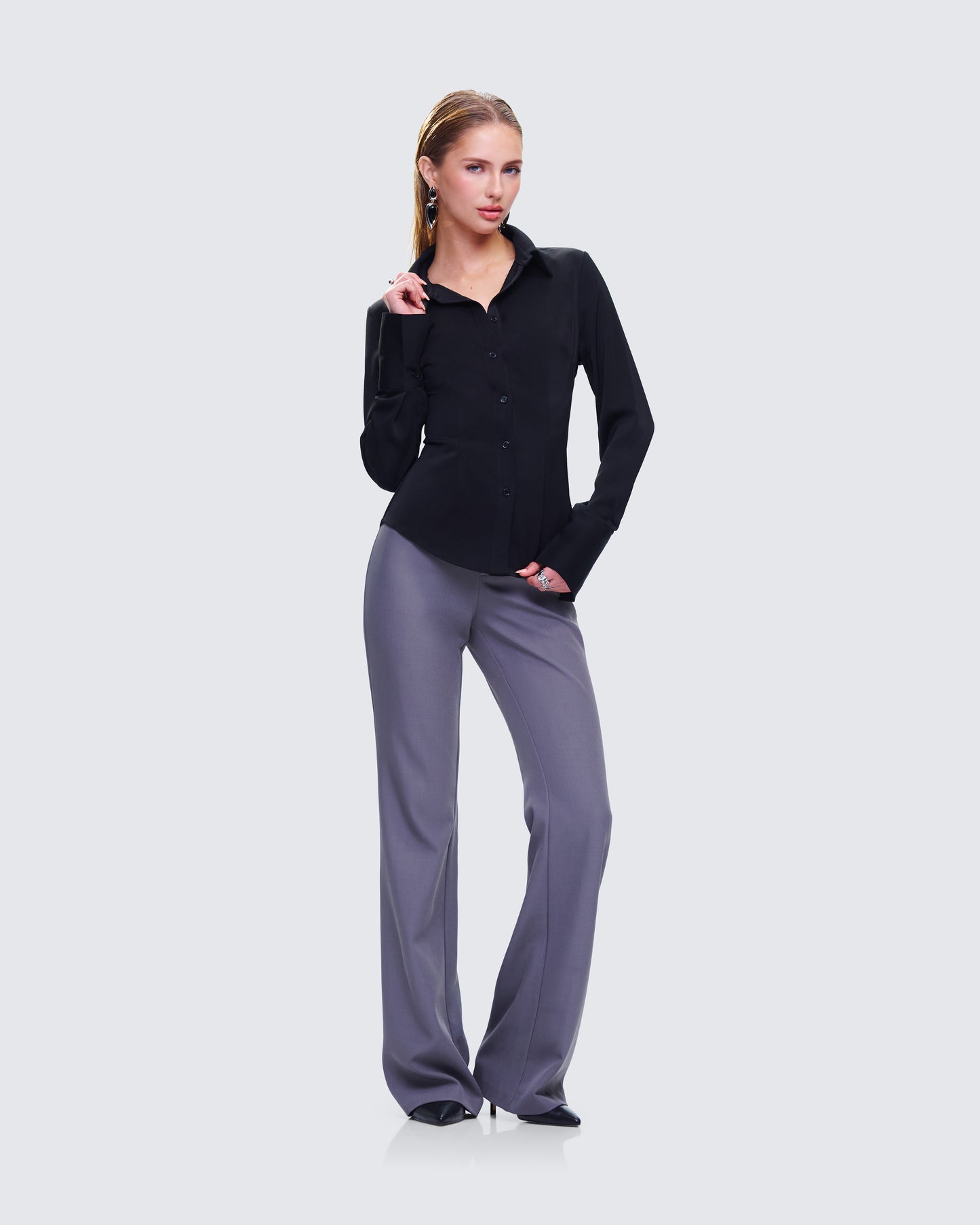 Avyanna Black Fitted Shirt