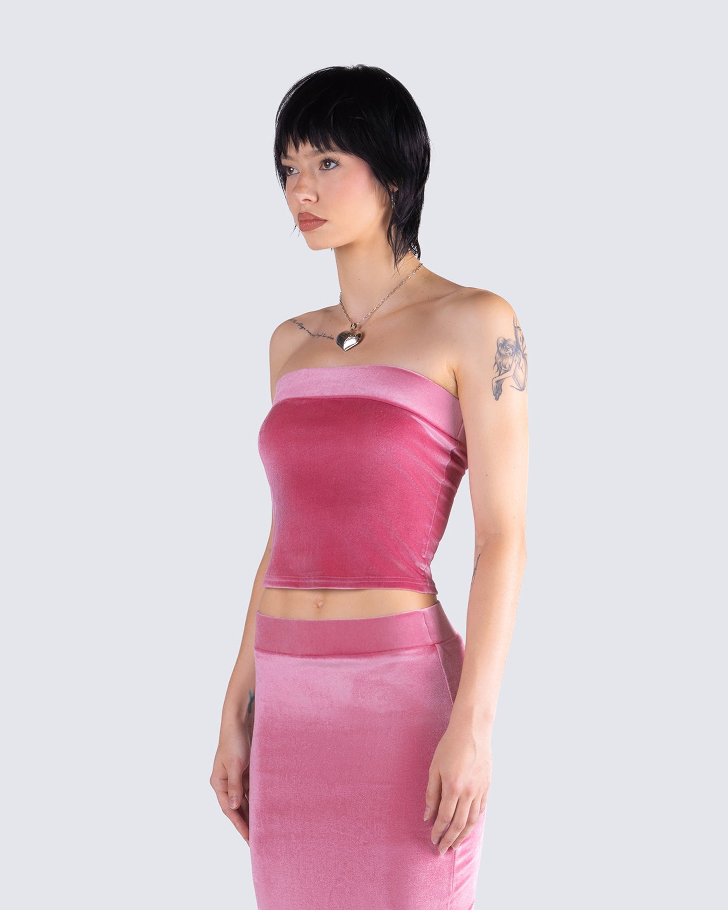 Ayla Pink Velvet Tube Top