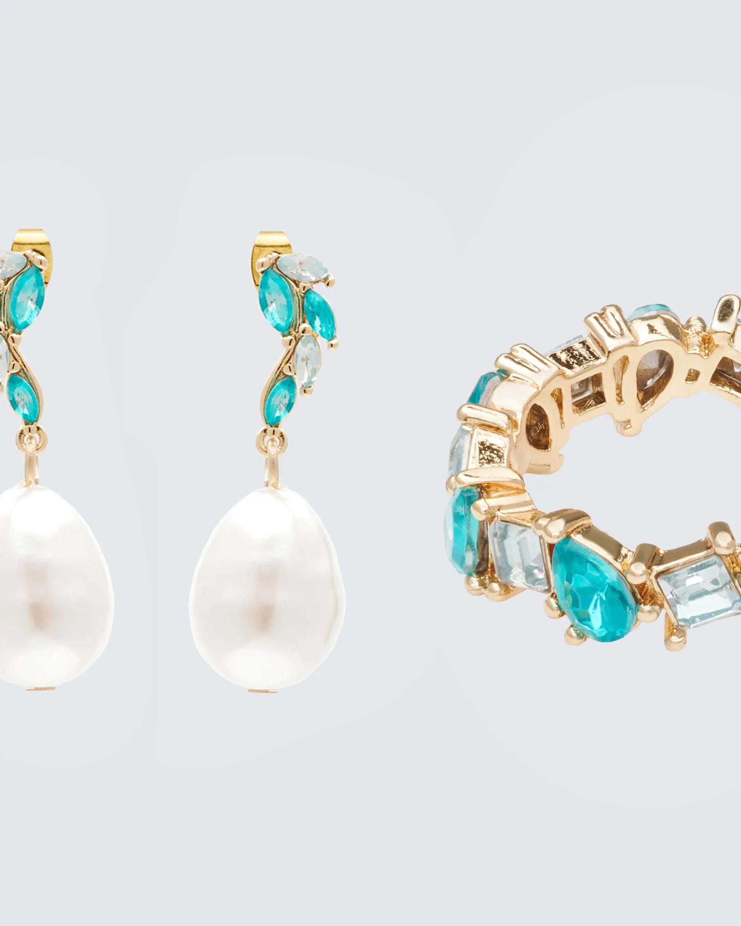 Azore Gold Accented Ring & Earring Set