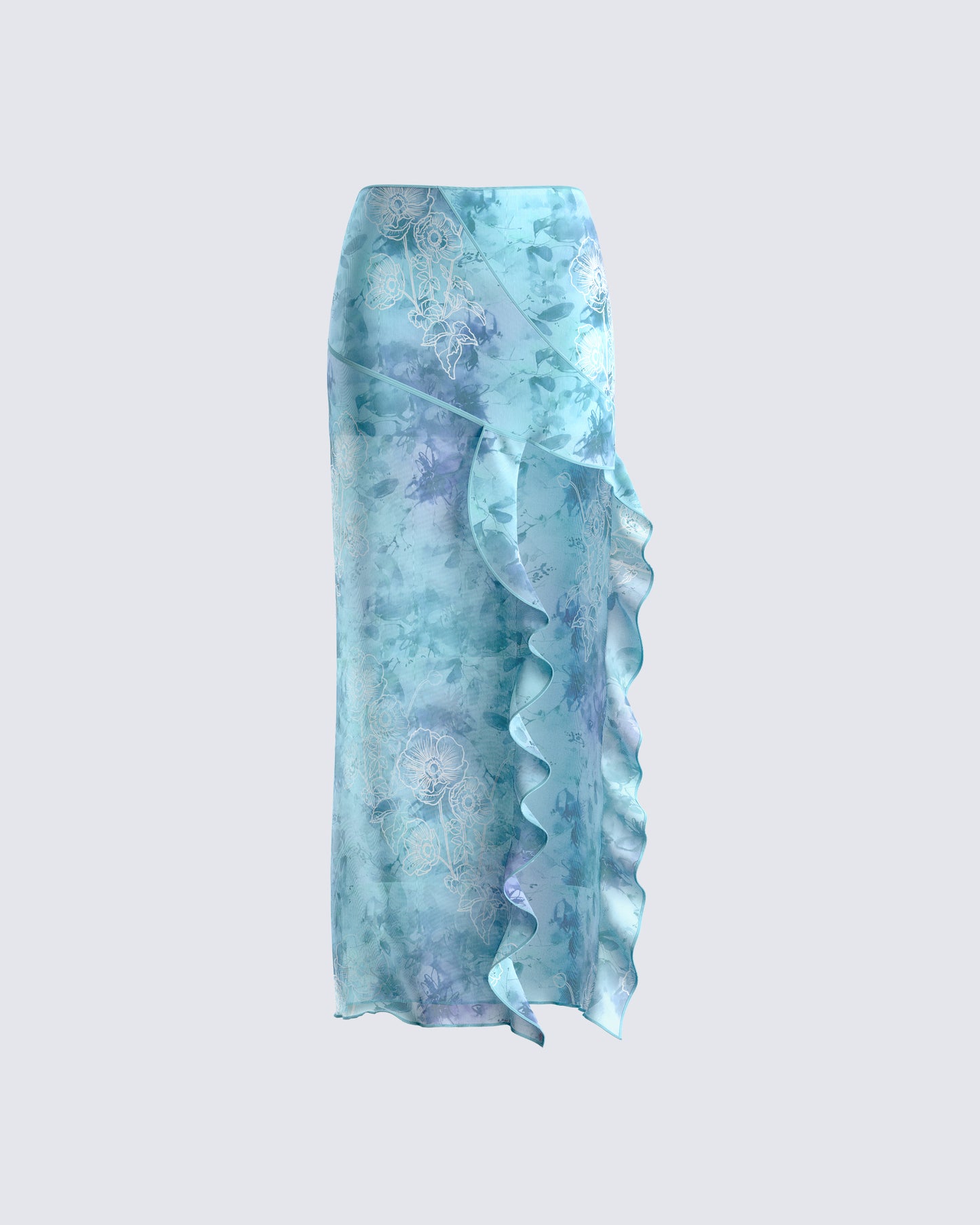 Bahia Mint Floral Print Skirt 3d product front