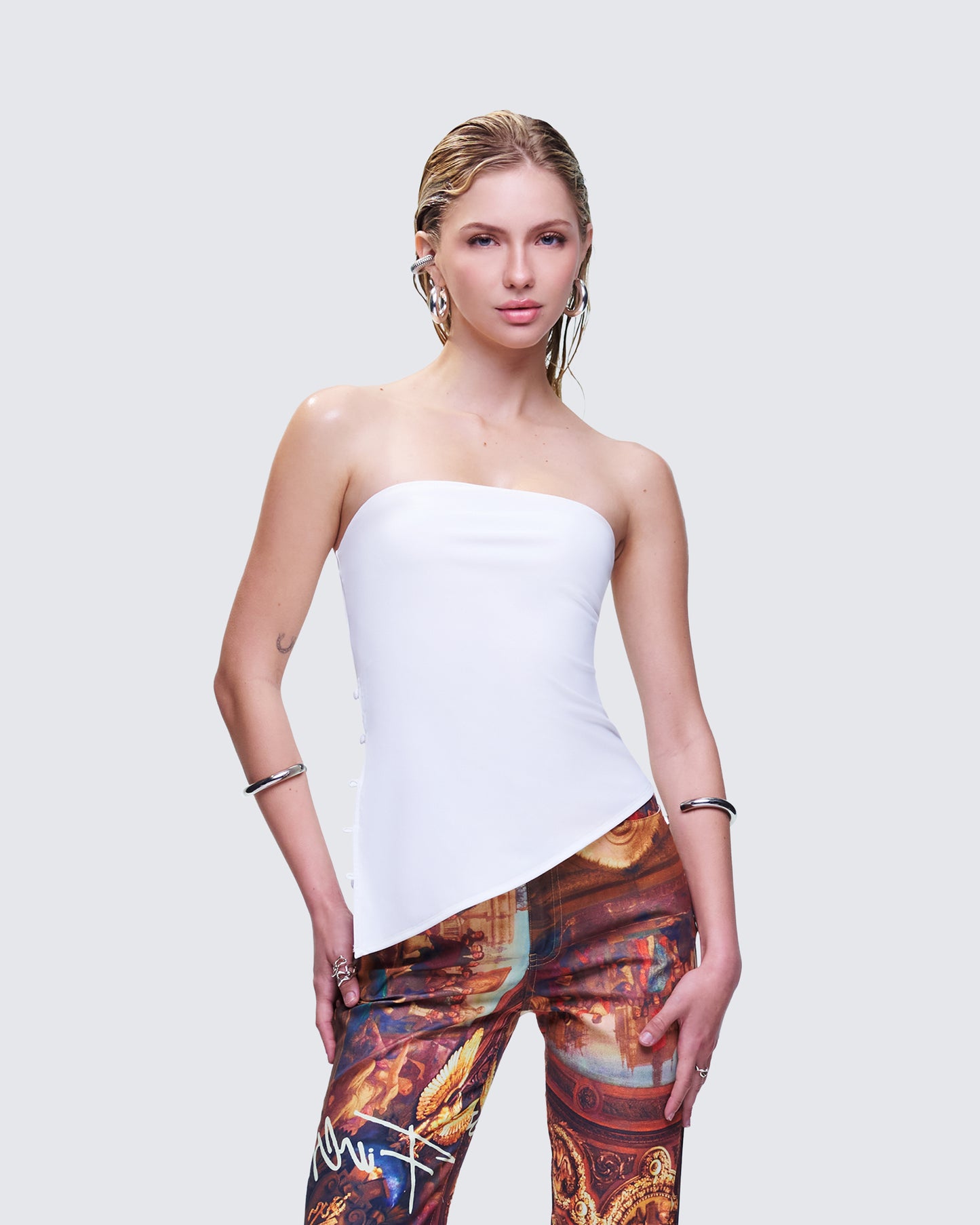 Bessie Ivory Asymmetrical Top