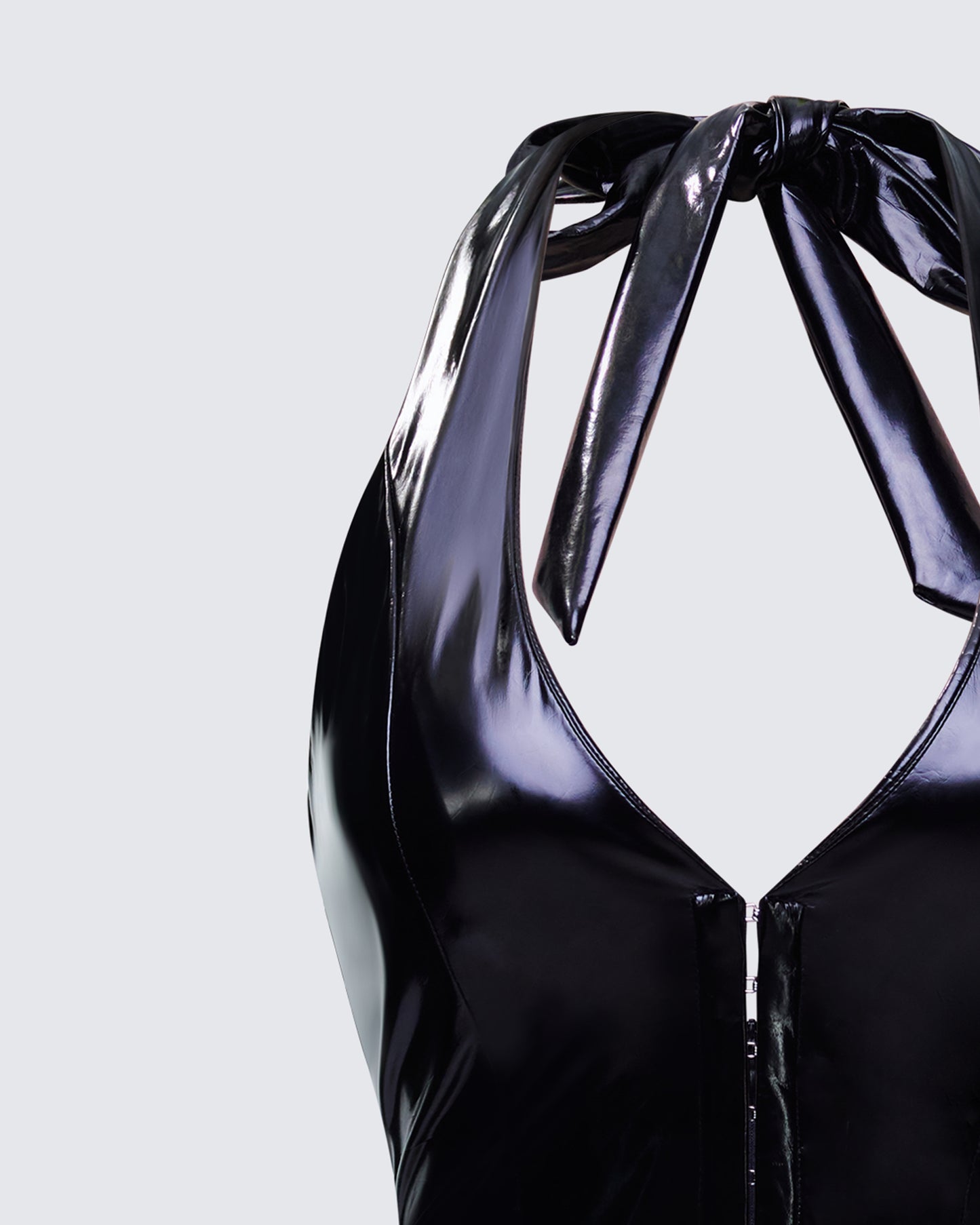 Betsy Black Vegan Leather Plunge Bodysuit
