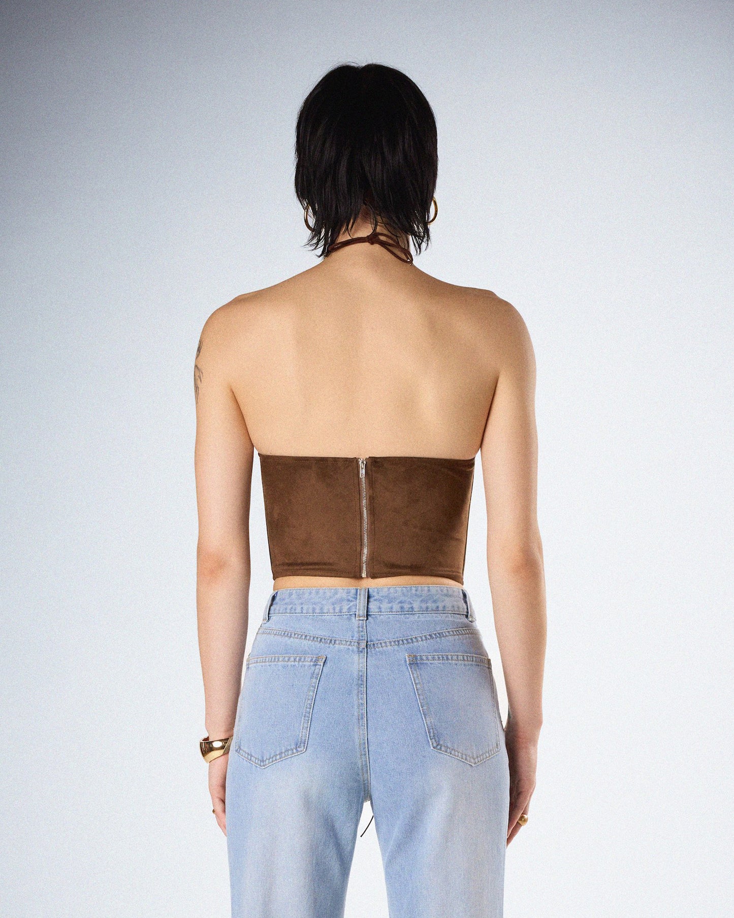 Bette Brown Lace Up Top