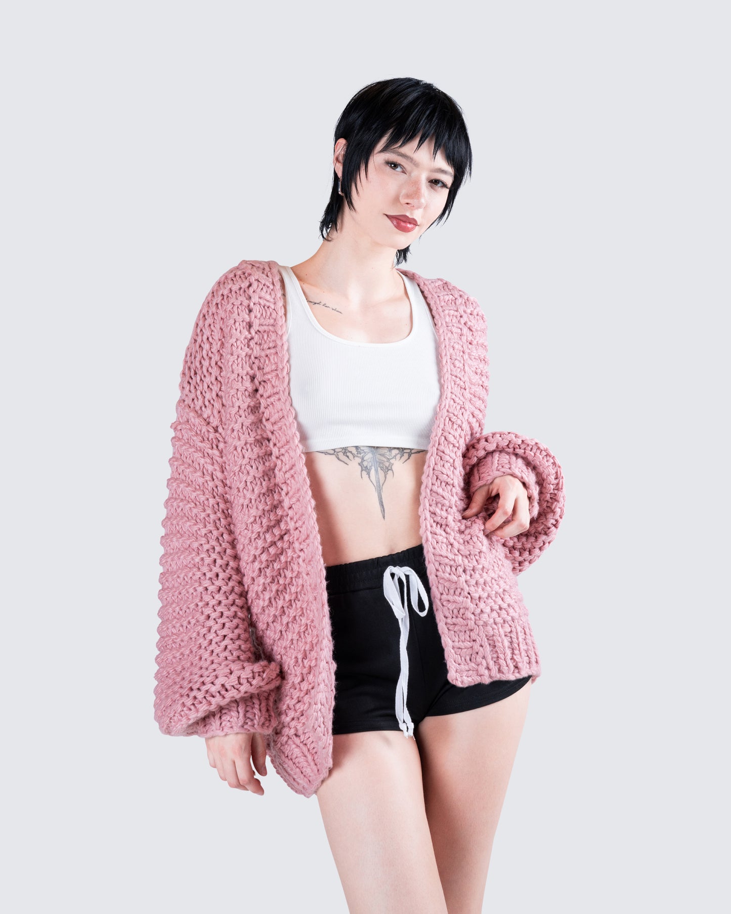 Blaise Pink Chunky Hand Knit Cardigan