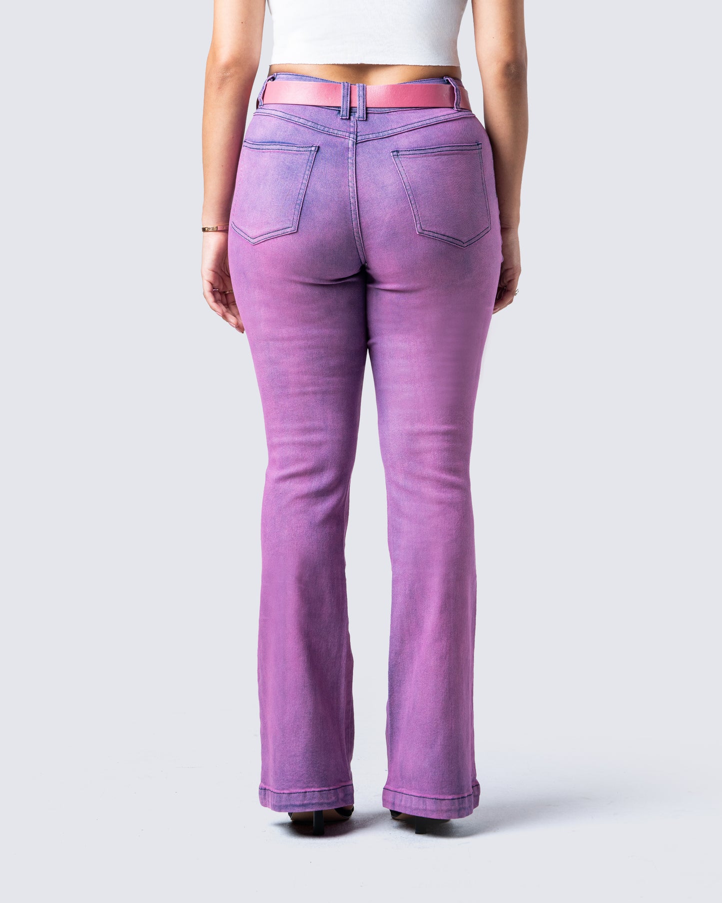 Janice Pink Mid Rise Flared Jean