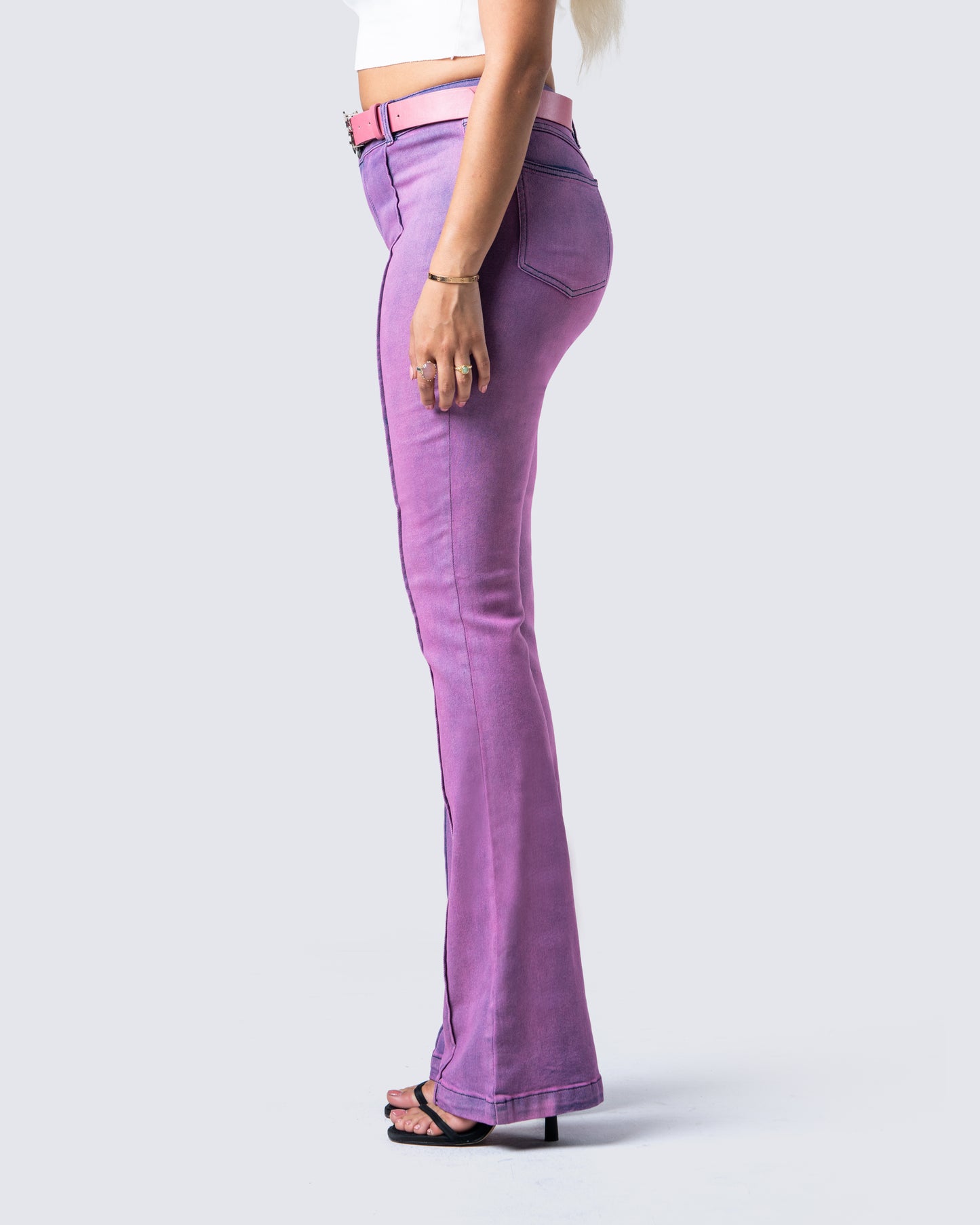 Janice Pink Mid Rise Flared Jean