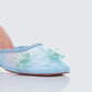 Women's blue mesh sandals close-up detail – FINESSE