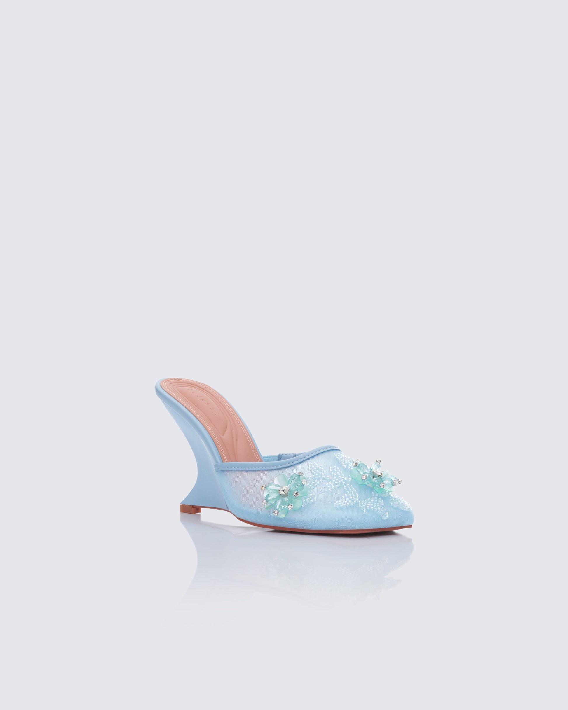 Women's blue mesh sandals front view – FINESSE