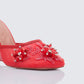 Women's red mesh sandals close-up detail – FINESSE