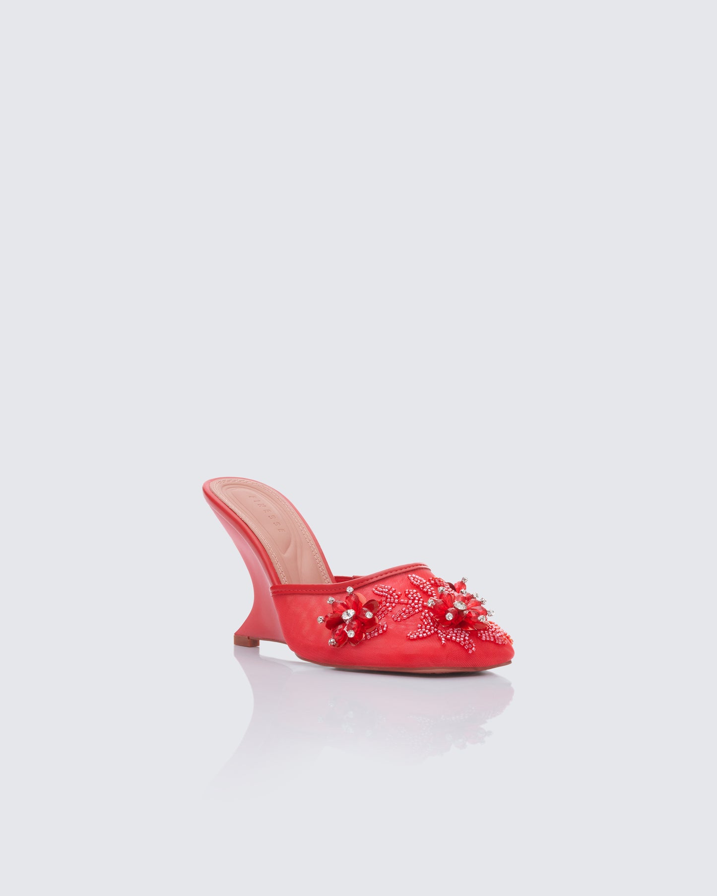 Women's red mesh sandals front view – FINESSE
