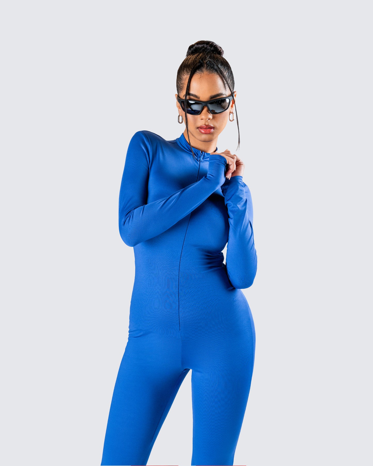 Brianna Blue Zip Up Jumpsuit