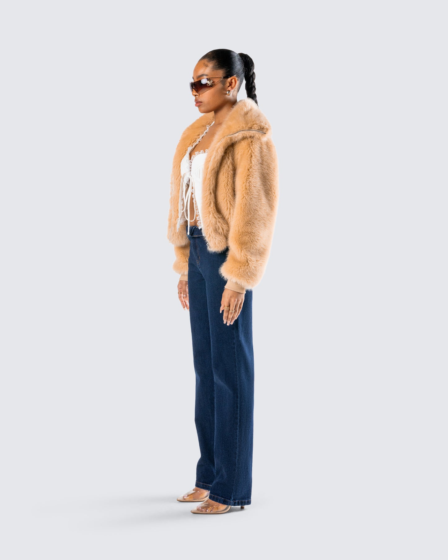 Briar Tan Faux Fur Bomber Jacket