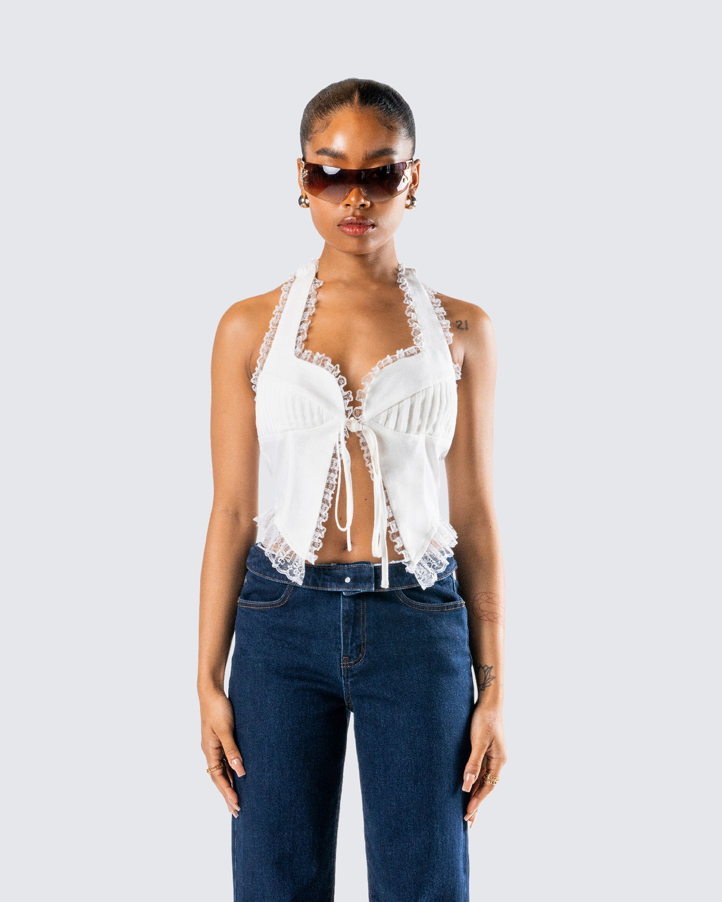 Briar Ivory Lace Camisole model front
