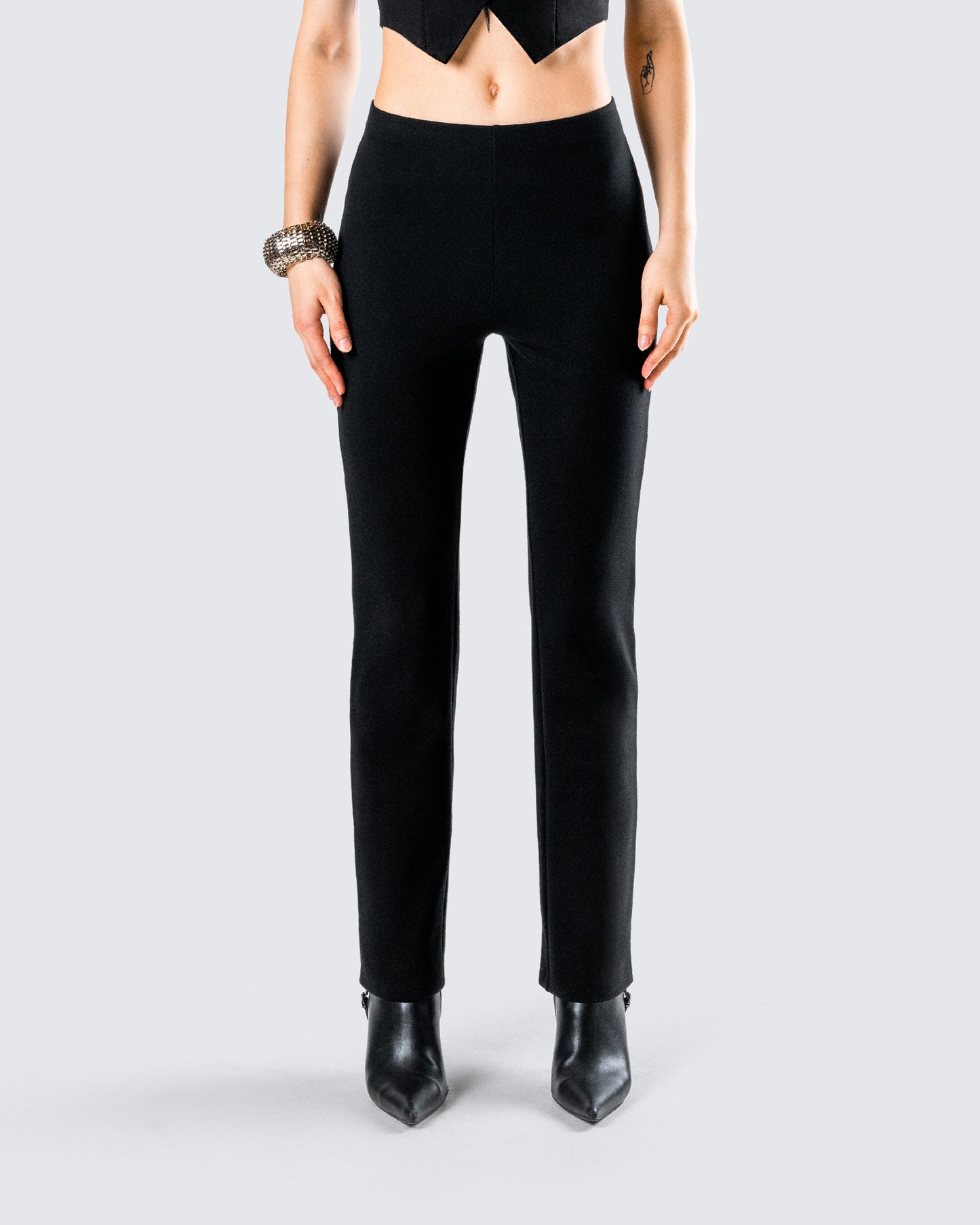 Bronte Black Ponte High Rise Pant model front