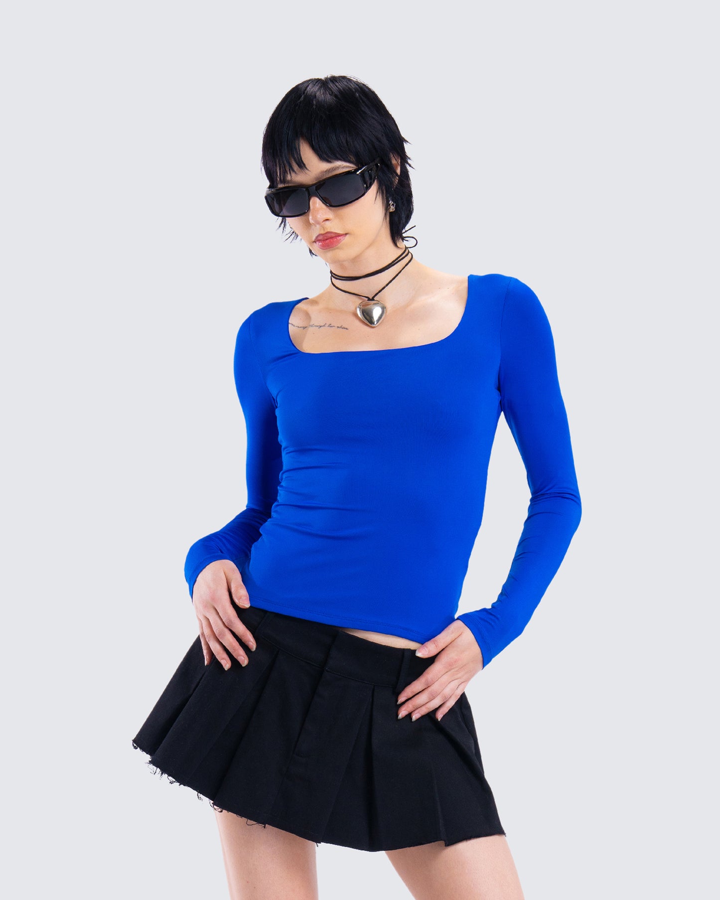 Brynee Blue Long Sleeve Top