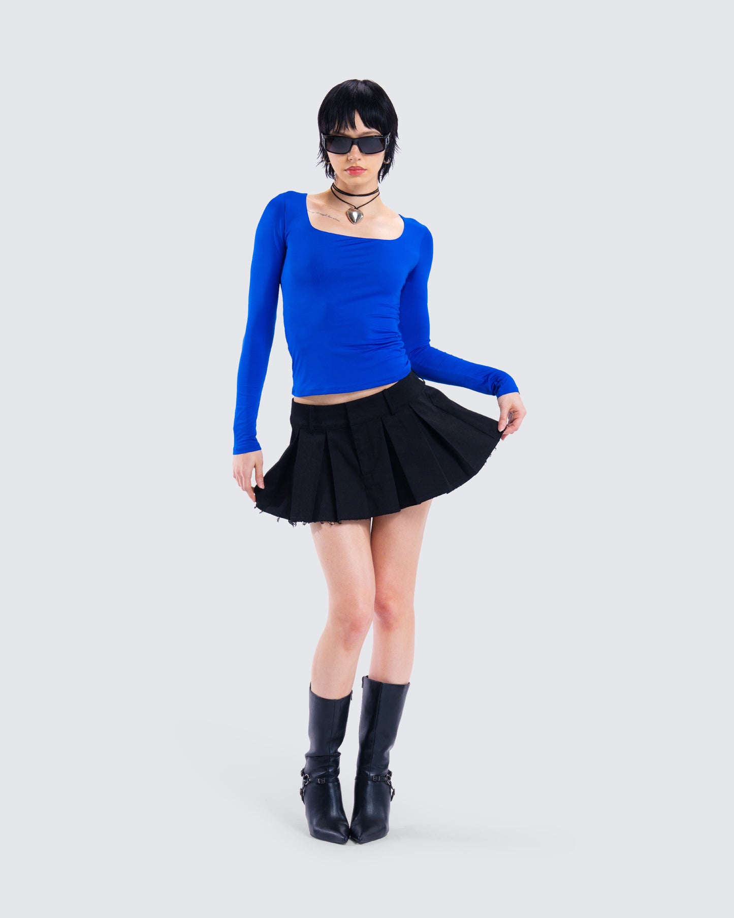 Brynee Blue Long Sleeve Top