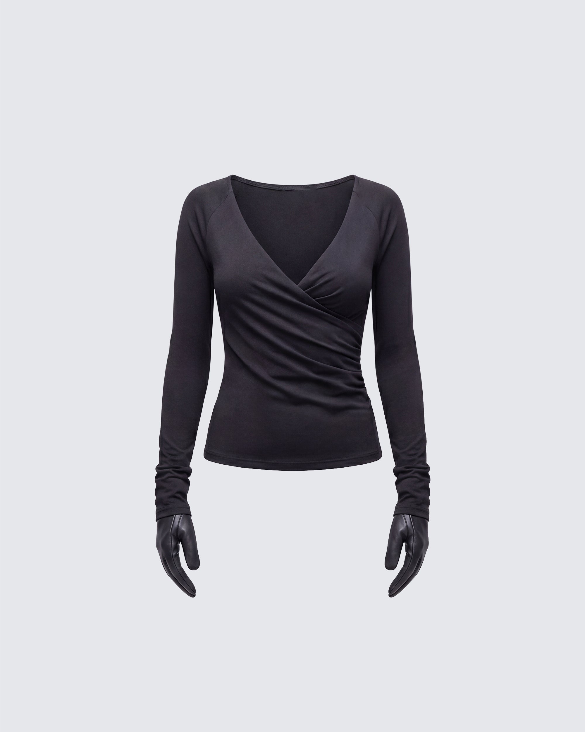 Black Off Shoulder Crop Top with Gloves - Long Sleeve – FINESSE