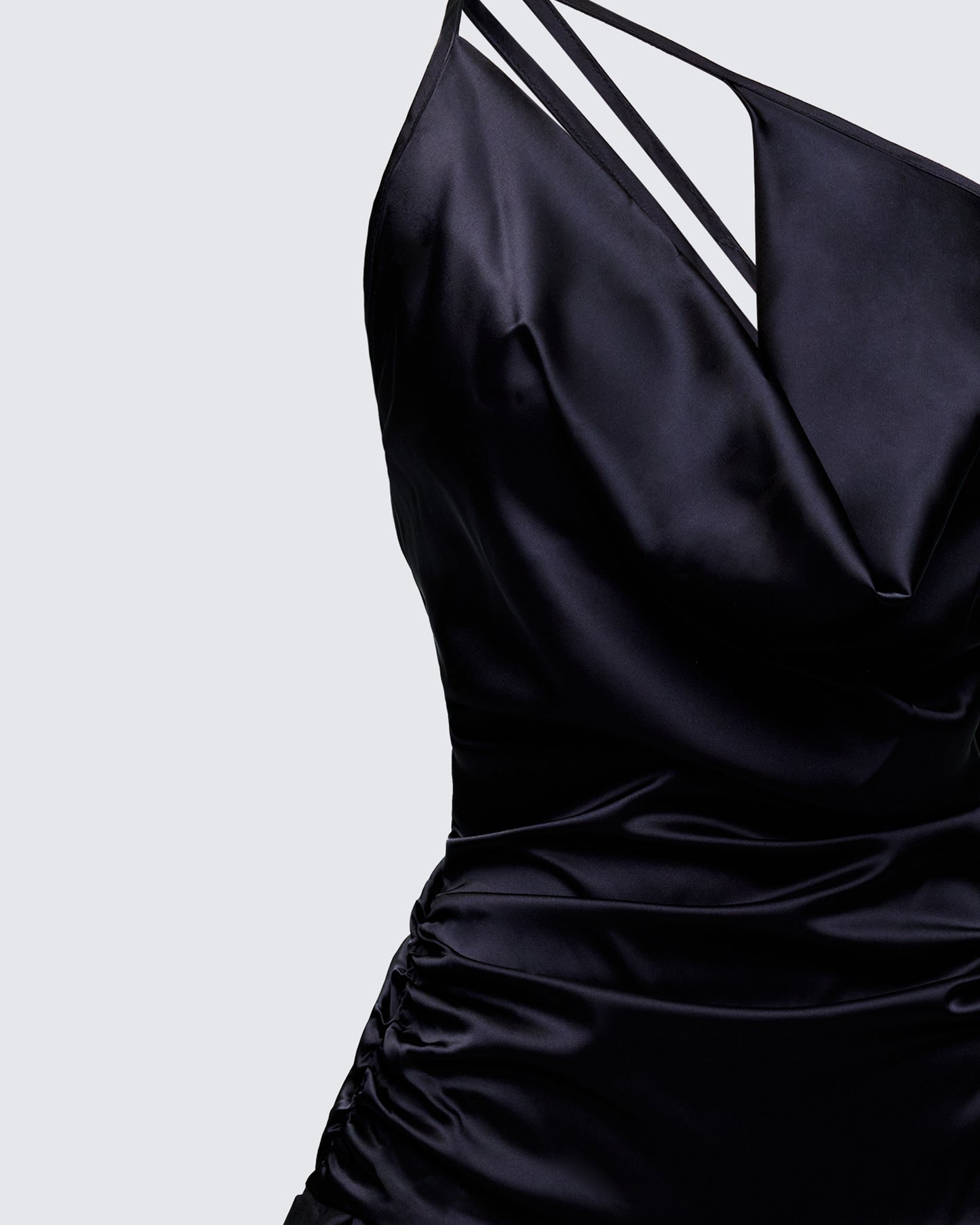 Candelaria Black Asymmetric Ruffle Mini Dress