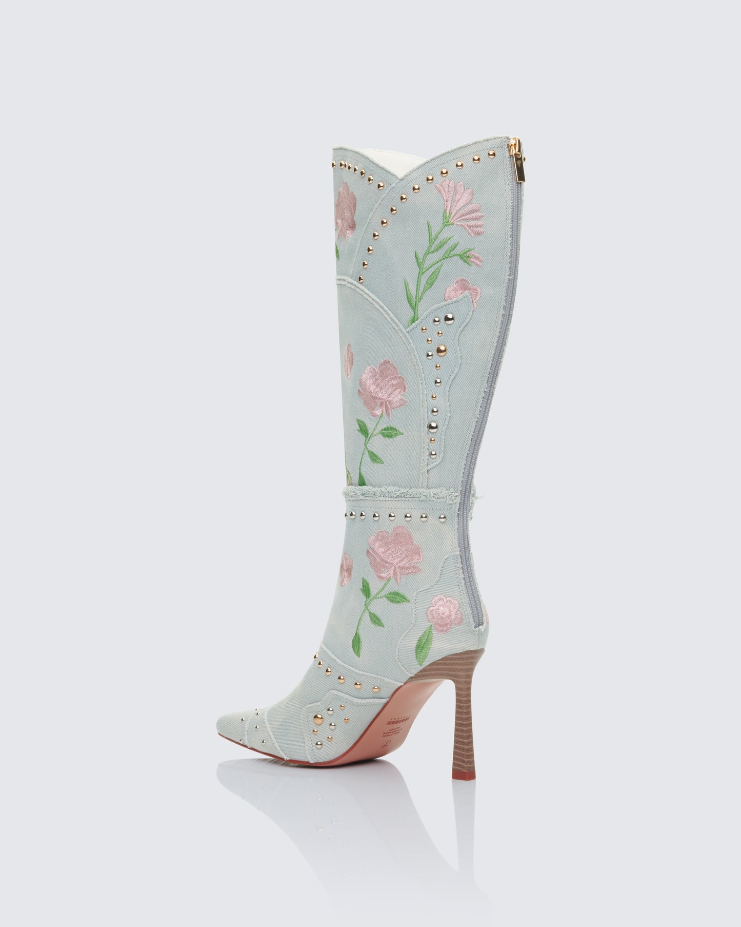 Carmen Blue Denim Embroidered Boot