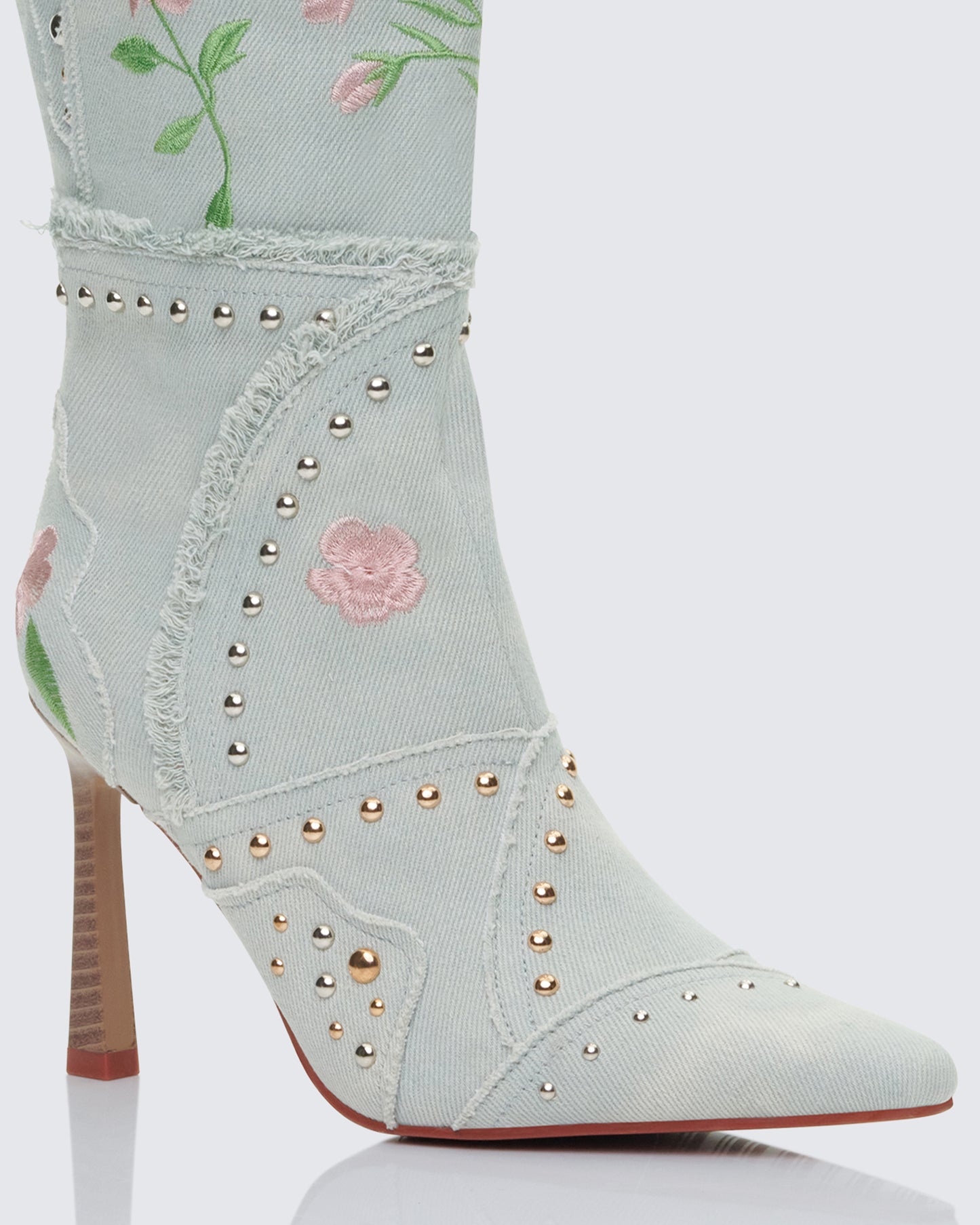 Carmen Blue Denim Embroidered Boot