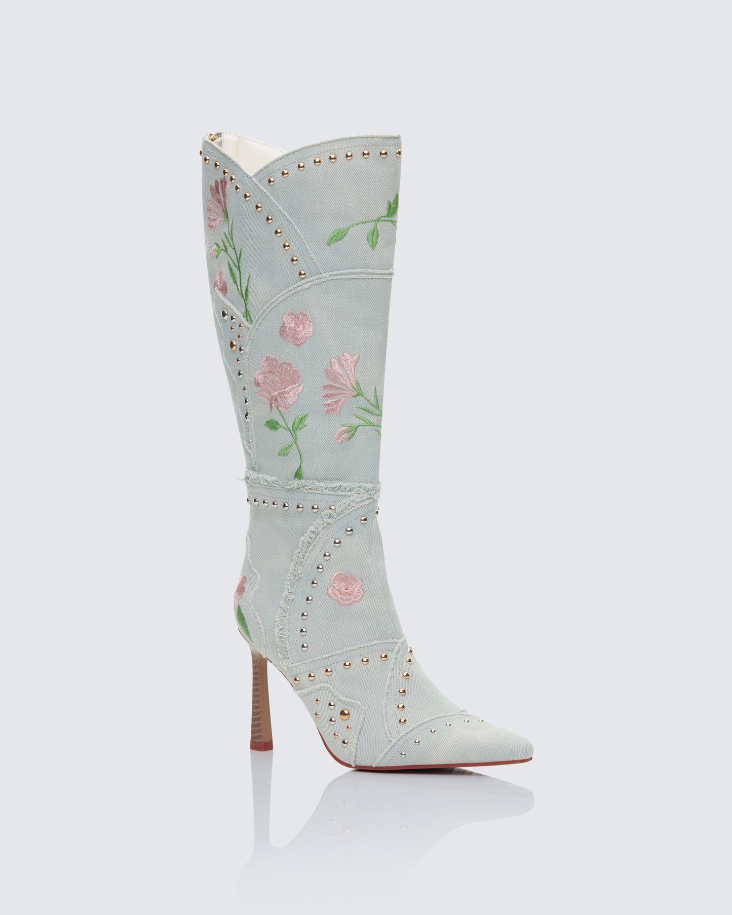 Carmen Blue Denim Embroidered Boot