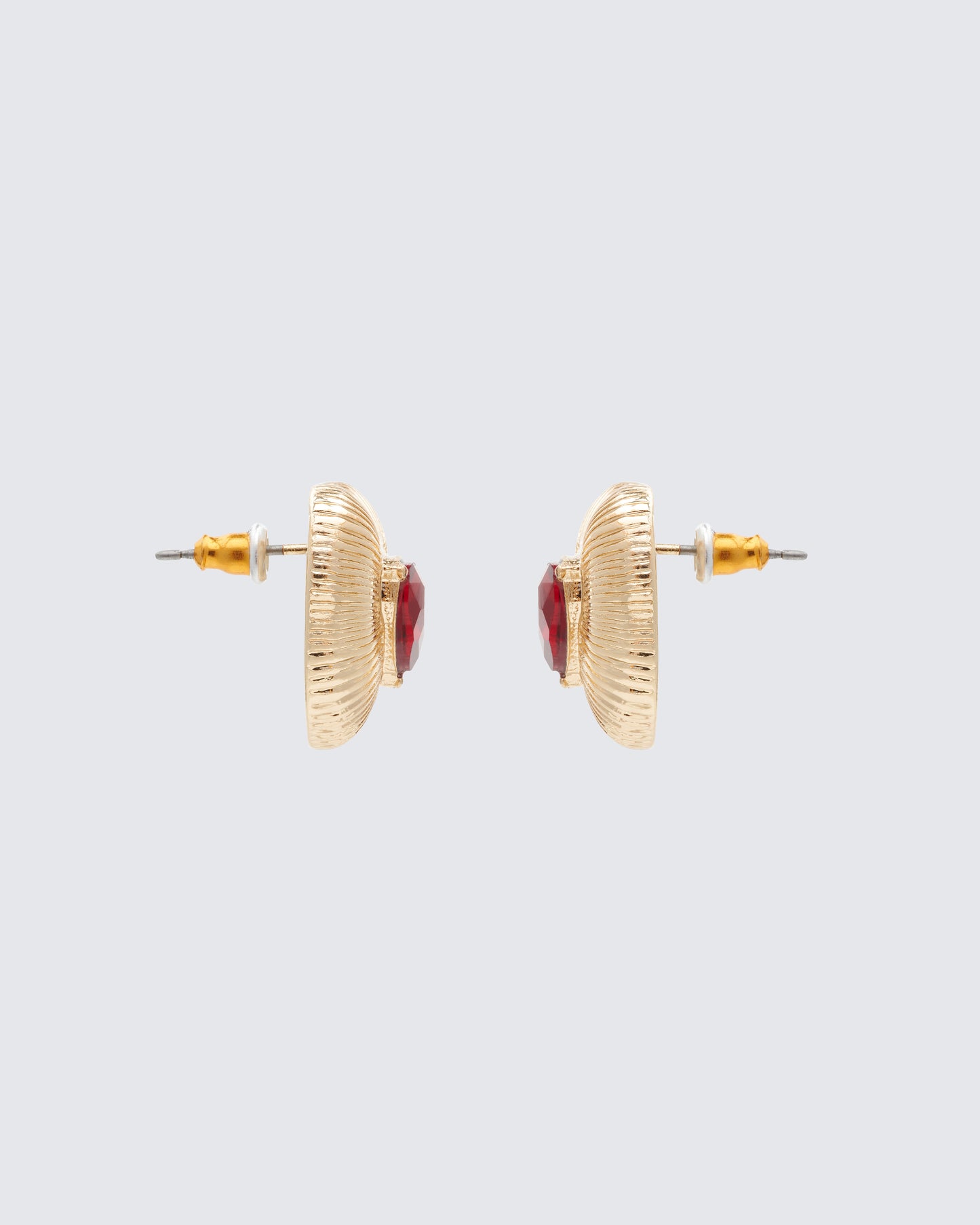 Carolyn Gold Ruby Heart Stud Earrings