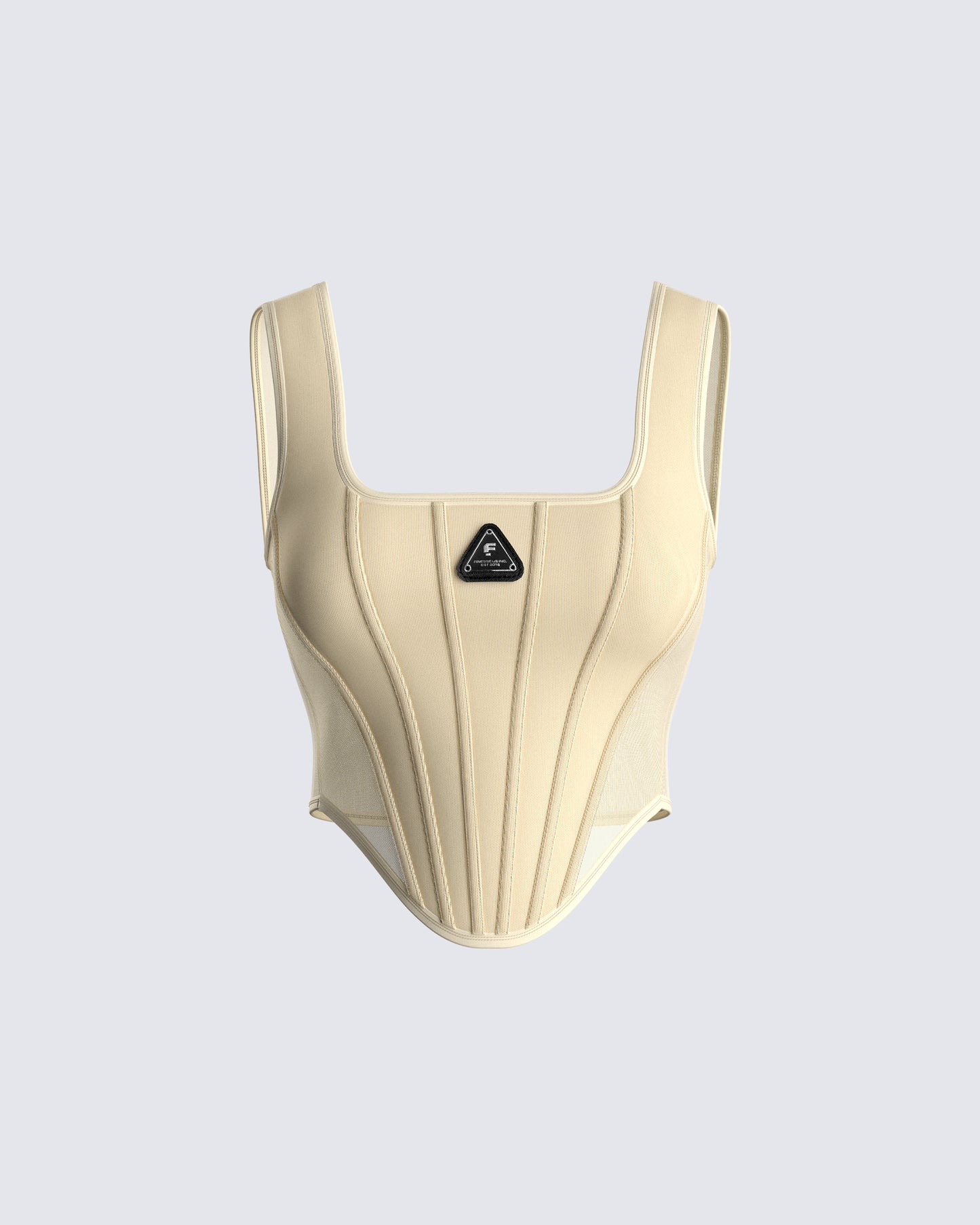 Casey Yellow Mesh Corset Logo Top 3d product front