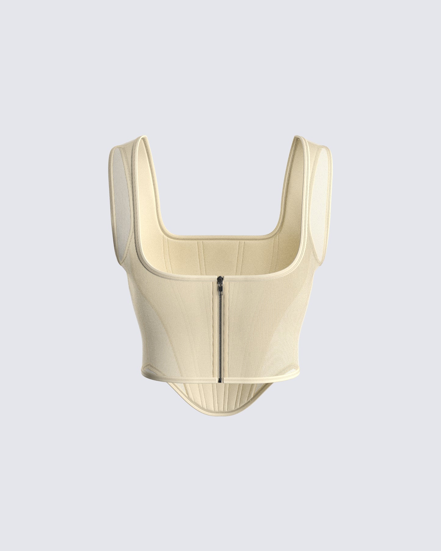 Casey Yellow Mesh Corset Logo Top