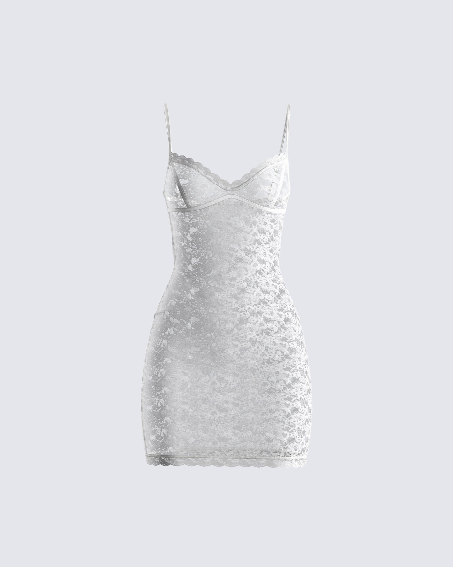 Caterina White Lace Mini Dress 3d product front