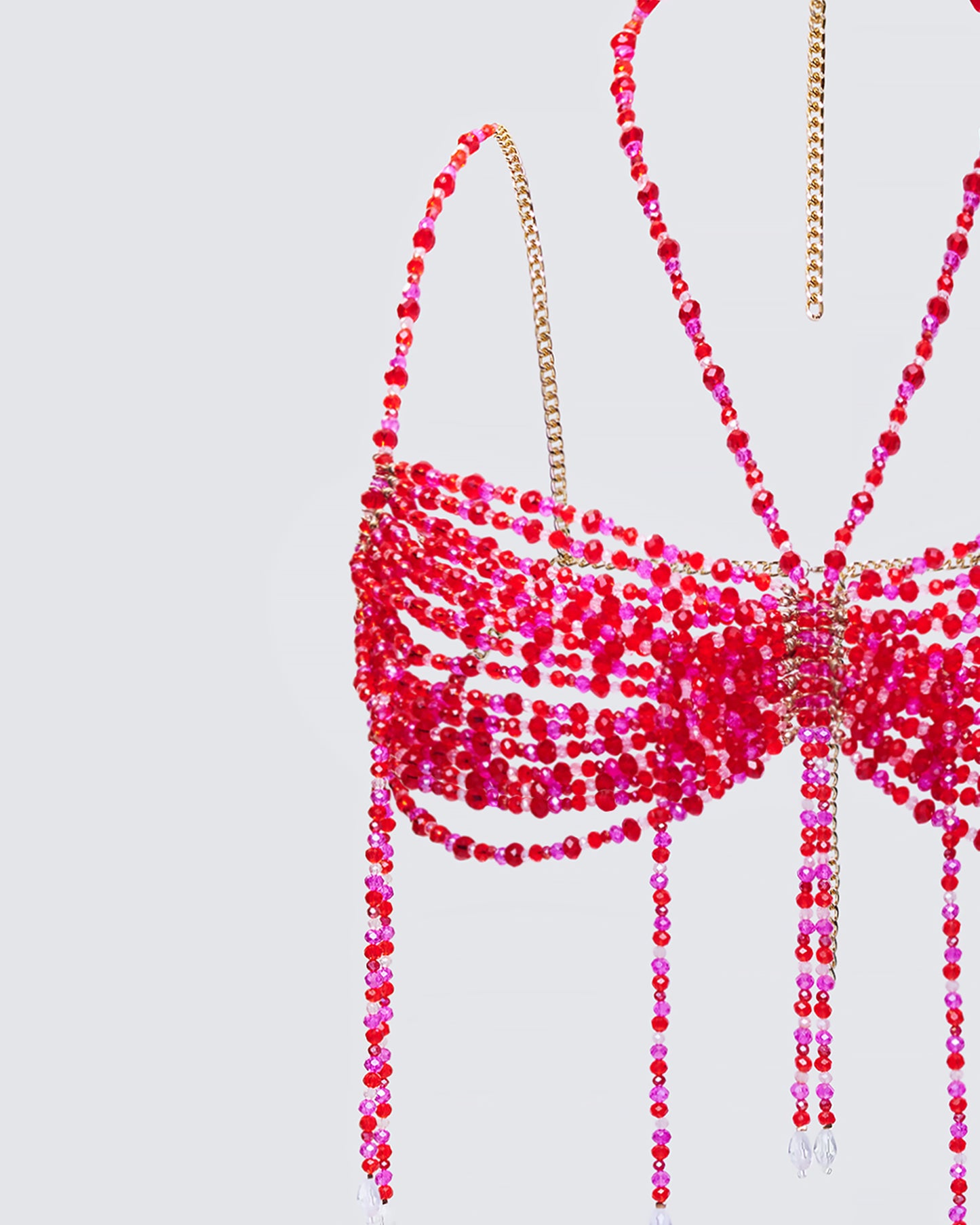 Celestia Red Beaded Bralette Top