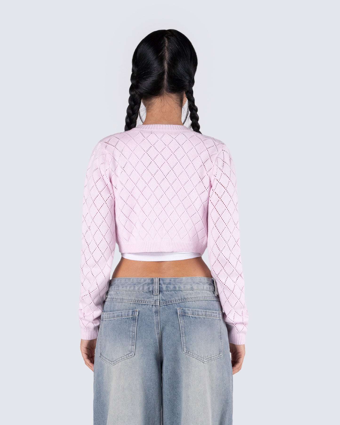 Celine Pink Pattern Knit Cardigan