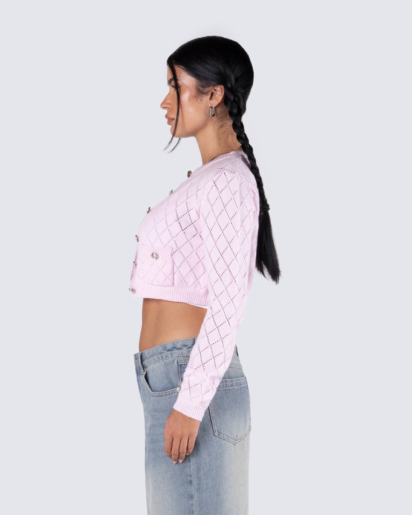 Celine Pink Pattern Knit Cardigan