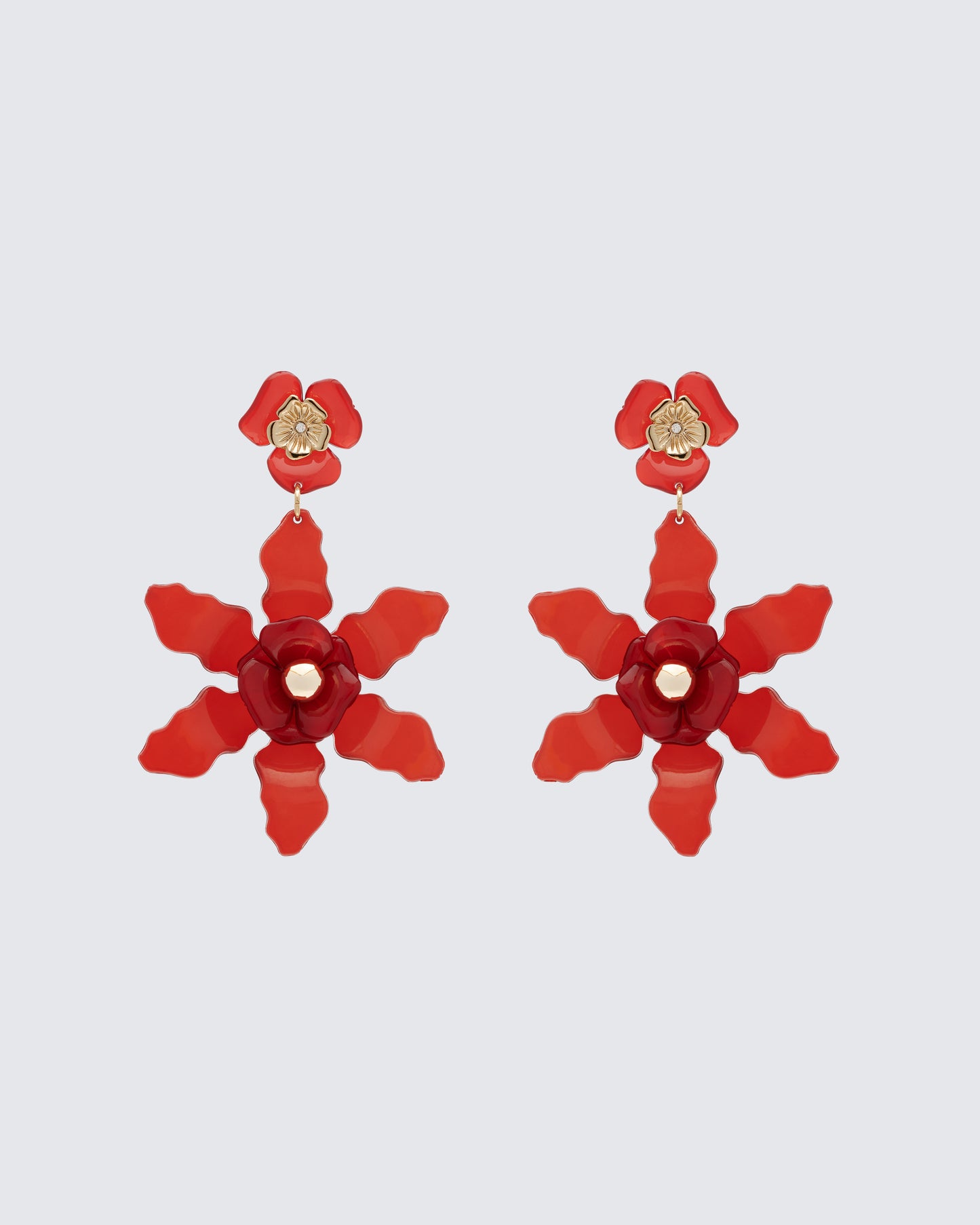 Charity Red Flower Dangle Earrings