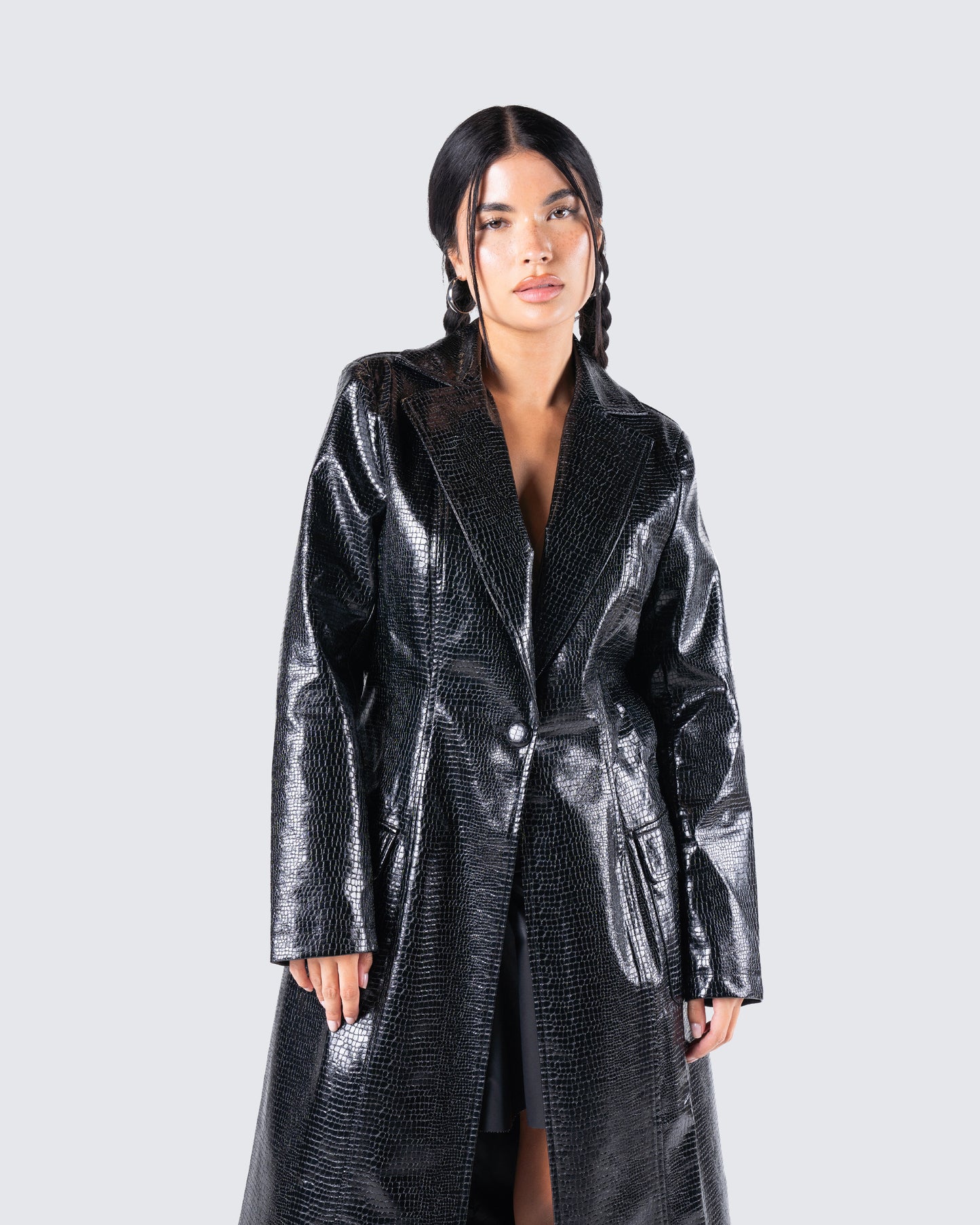 Claudia Vegan Croc Leather Coat