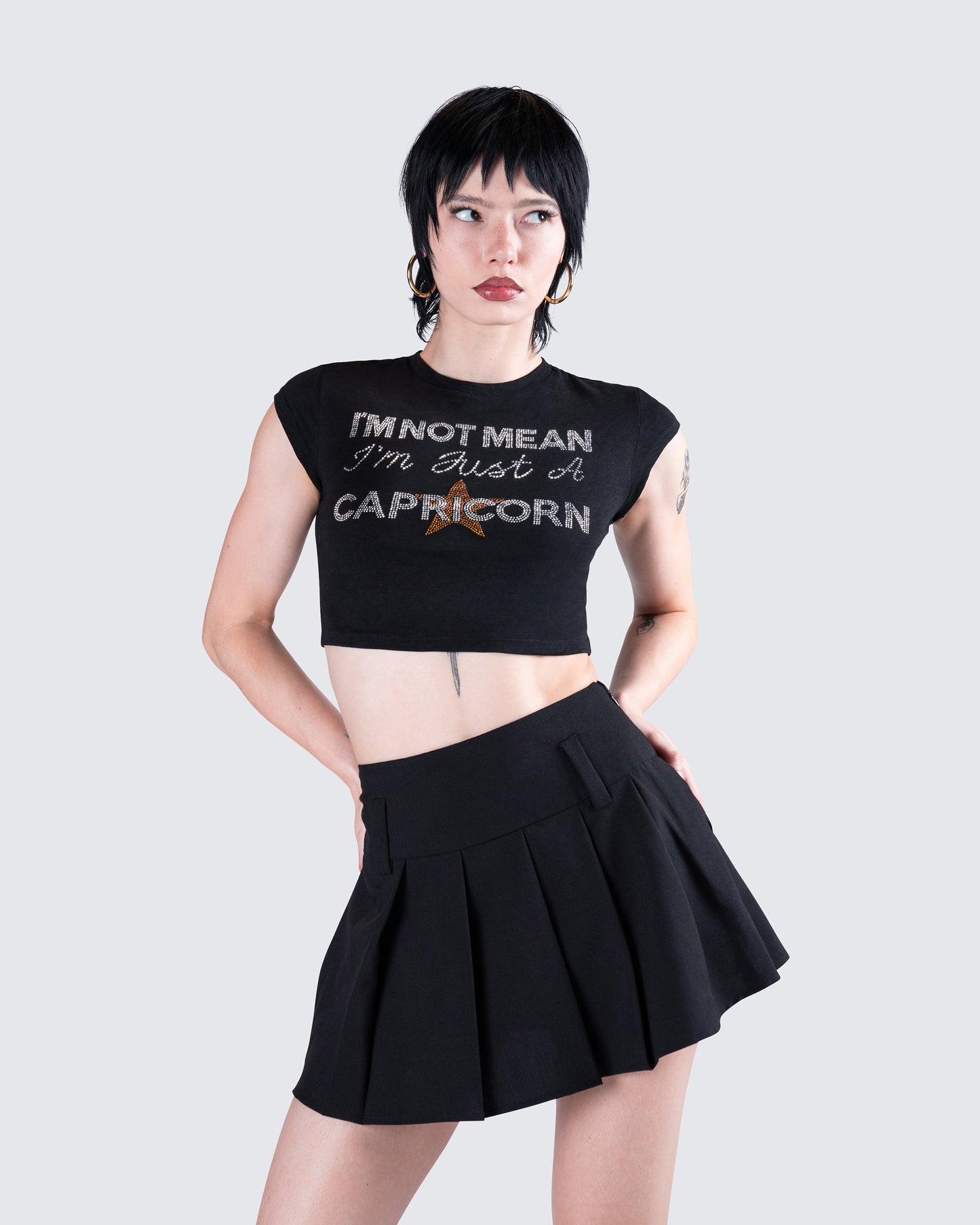 Clea Black Capricorn Graphic Top