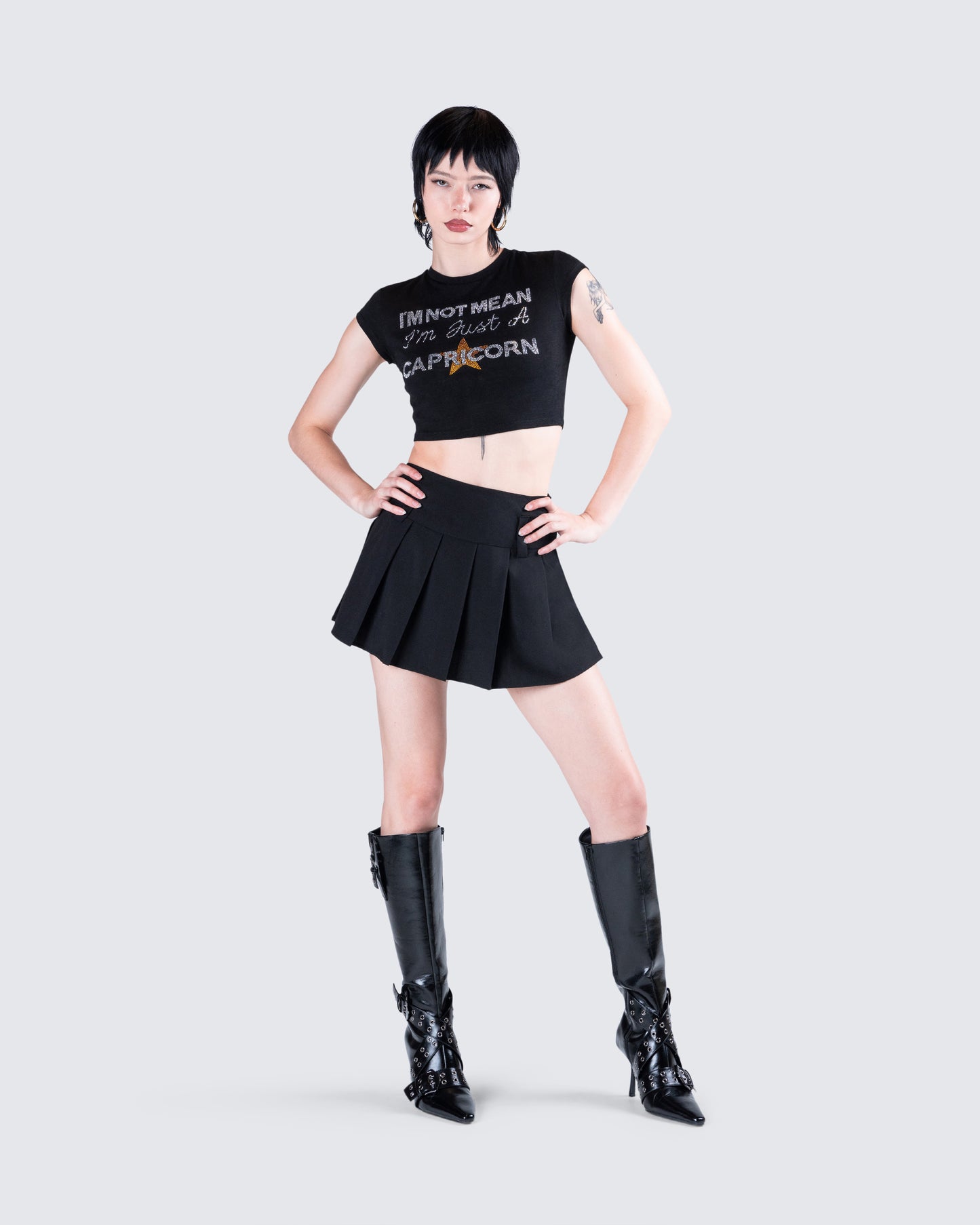 Clea Black Capricorn Graphic Top