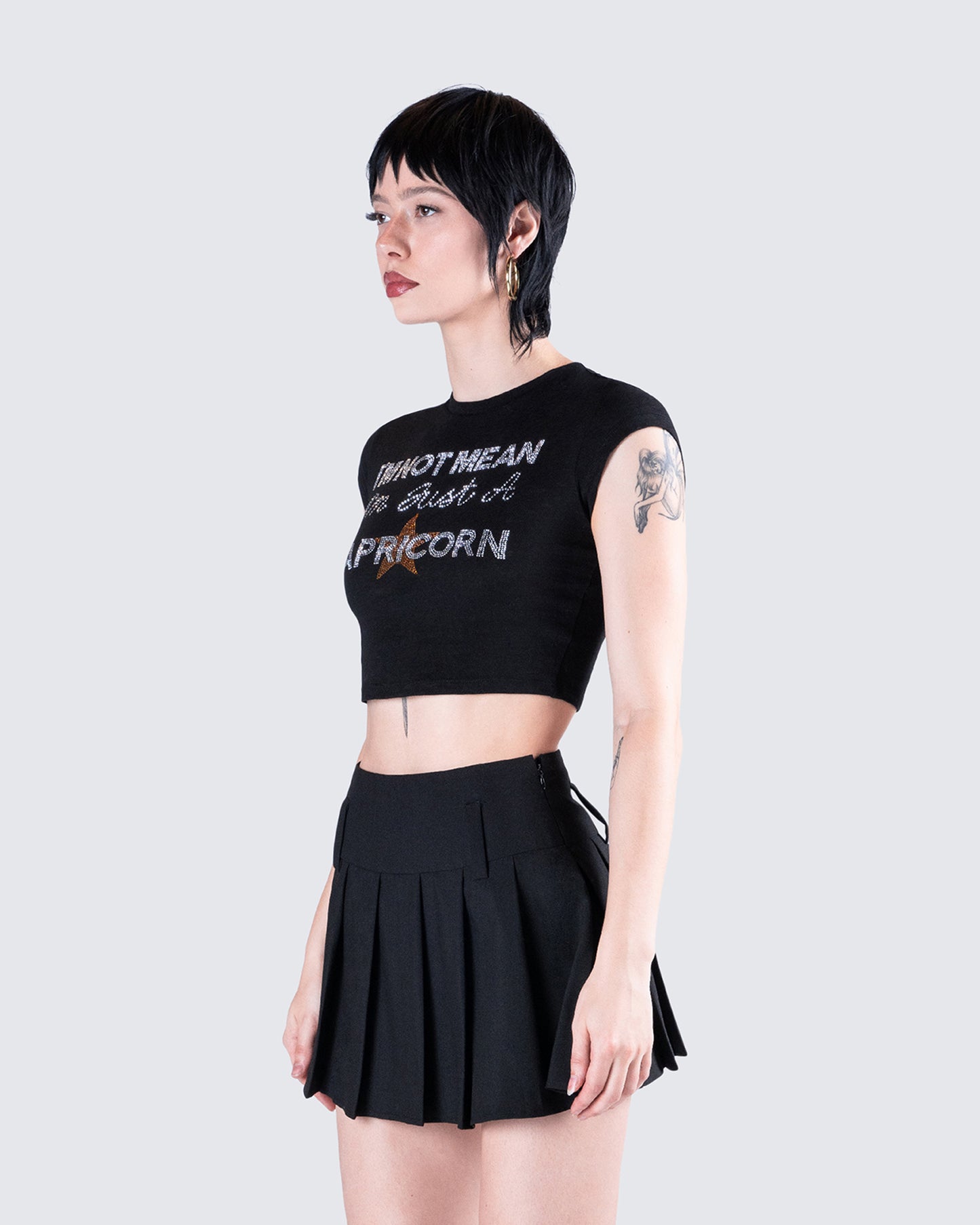 Clea Black Capricorn Graphic Top