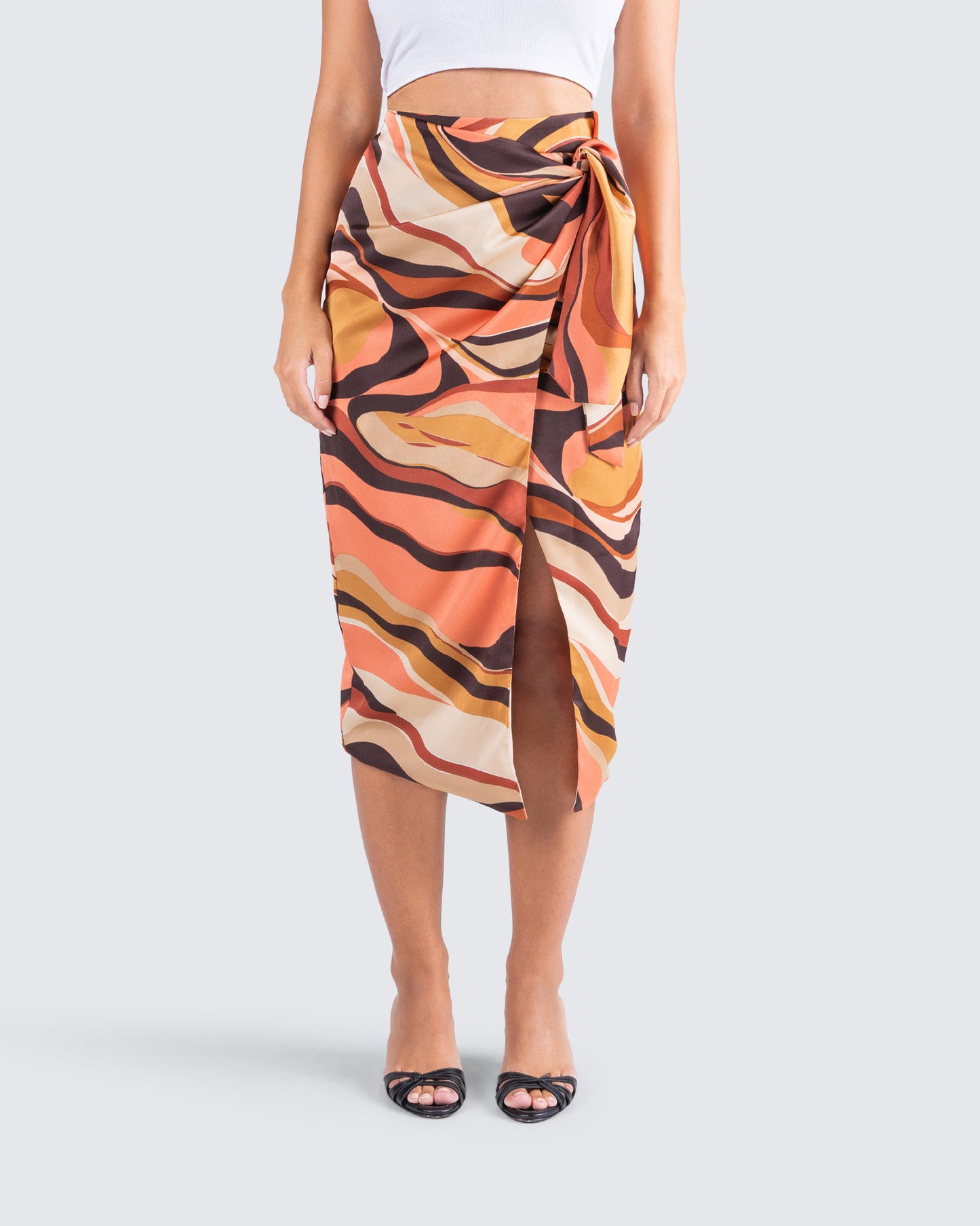 Coen Abstract Print Midi Skirt model front