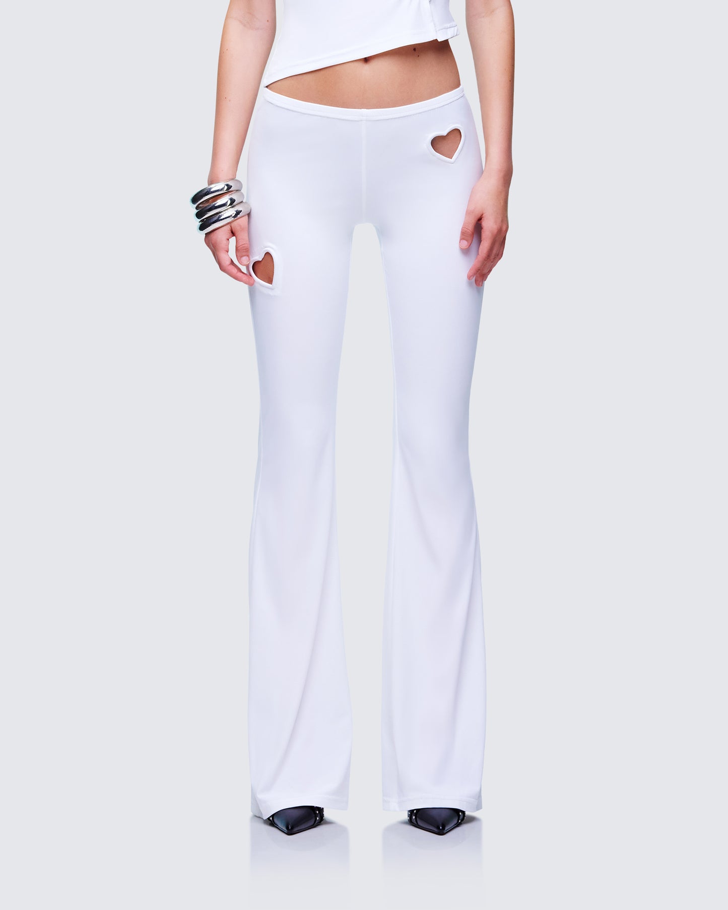Cora White Jersey Heart Detail Pant model front
