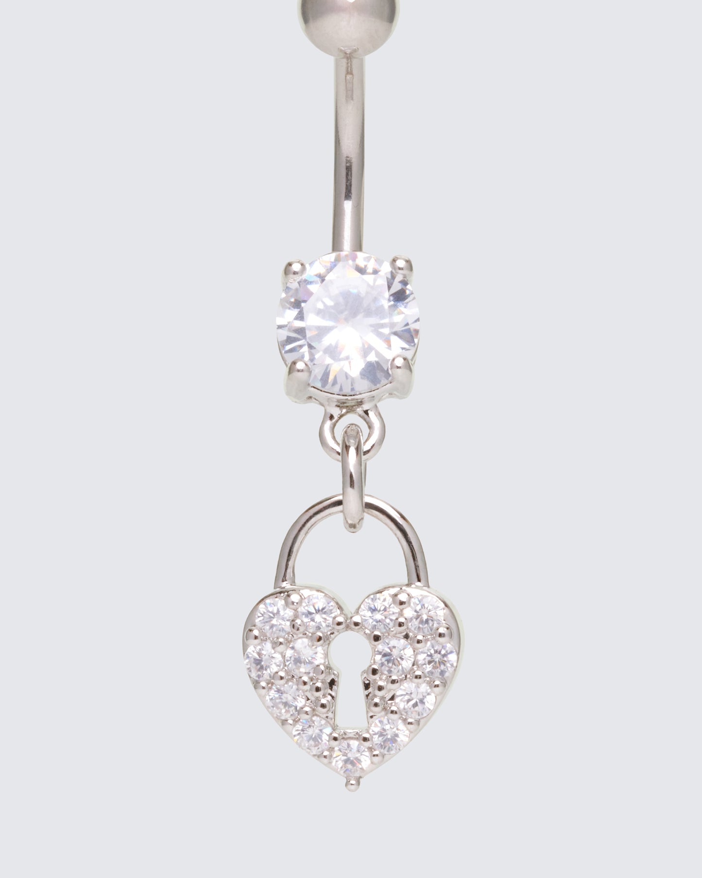 Corinne Silver Heart Lock Belly Bar